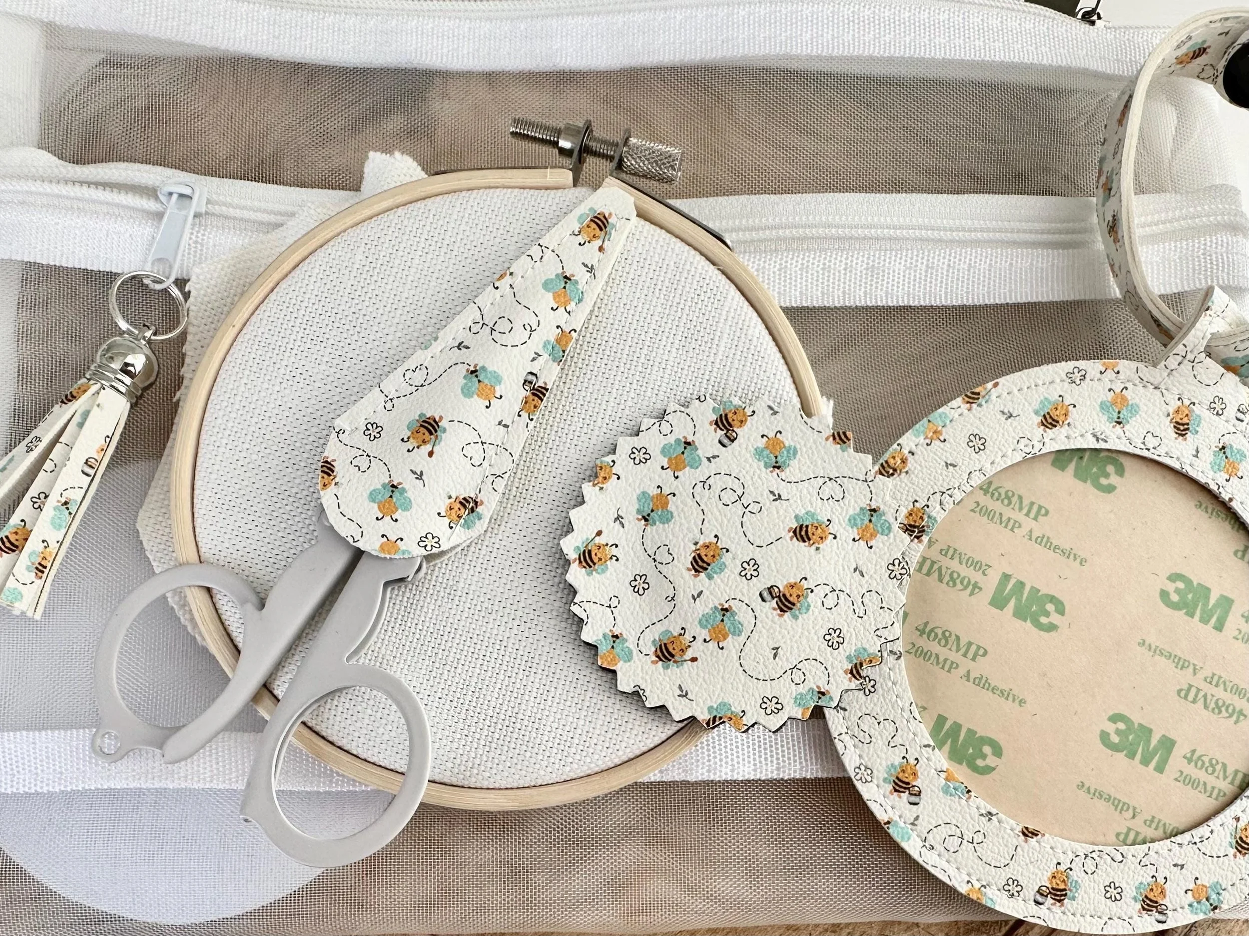 Embroidery Kit with Fabric, Hoop, and Supplies to Make Custom Initial Luggage Tag