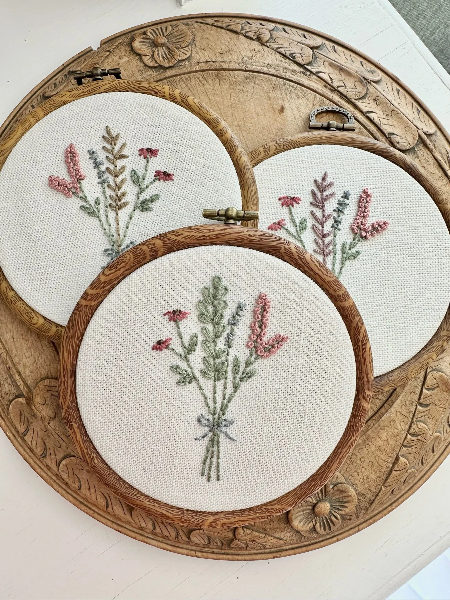 Hand-Stitched Wildflower Finished Embroidery Hoop