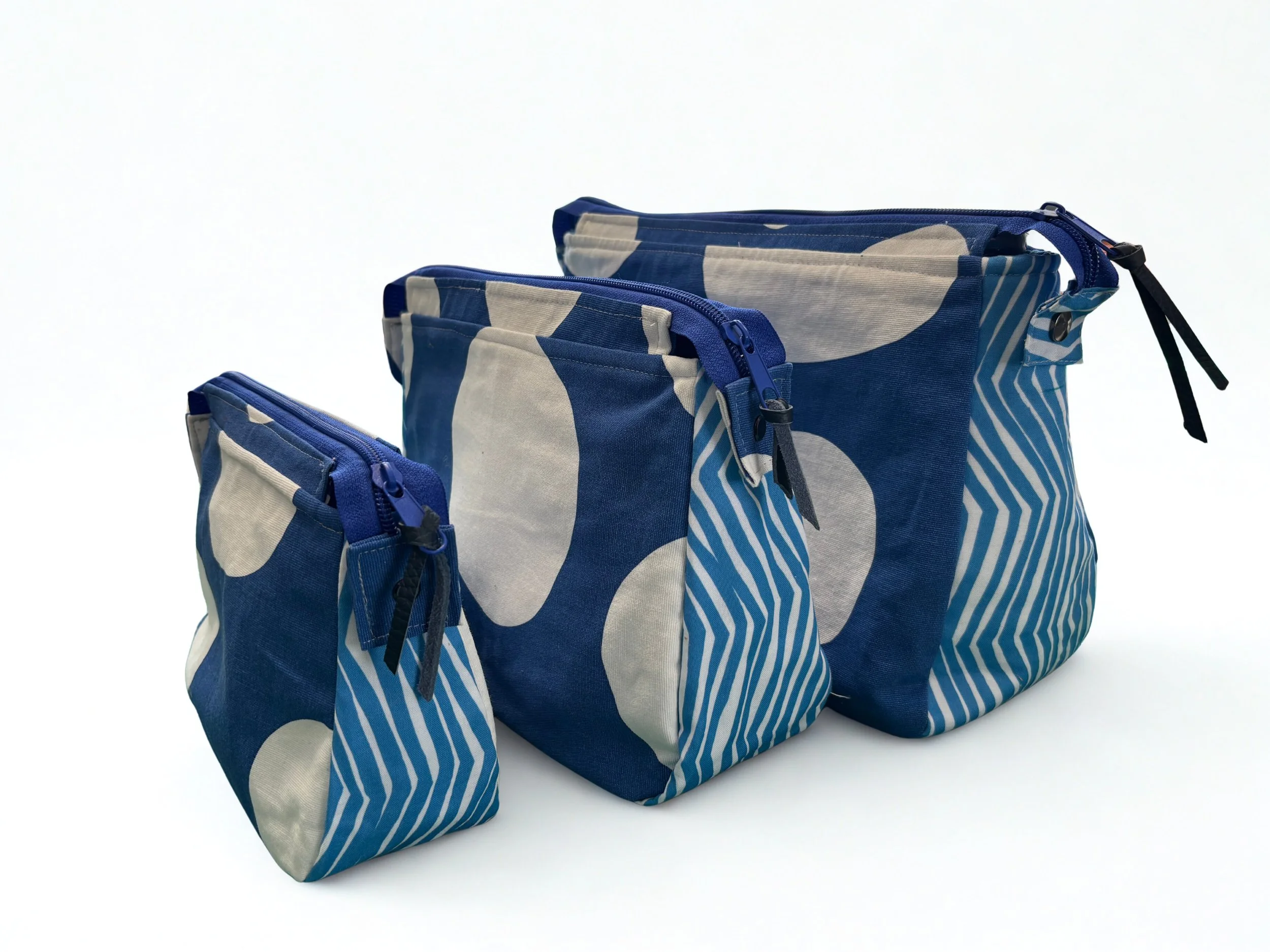 Ensemble de 3 Pochettes de Rangement  Bleu et blanc