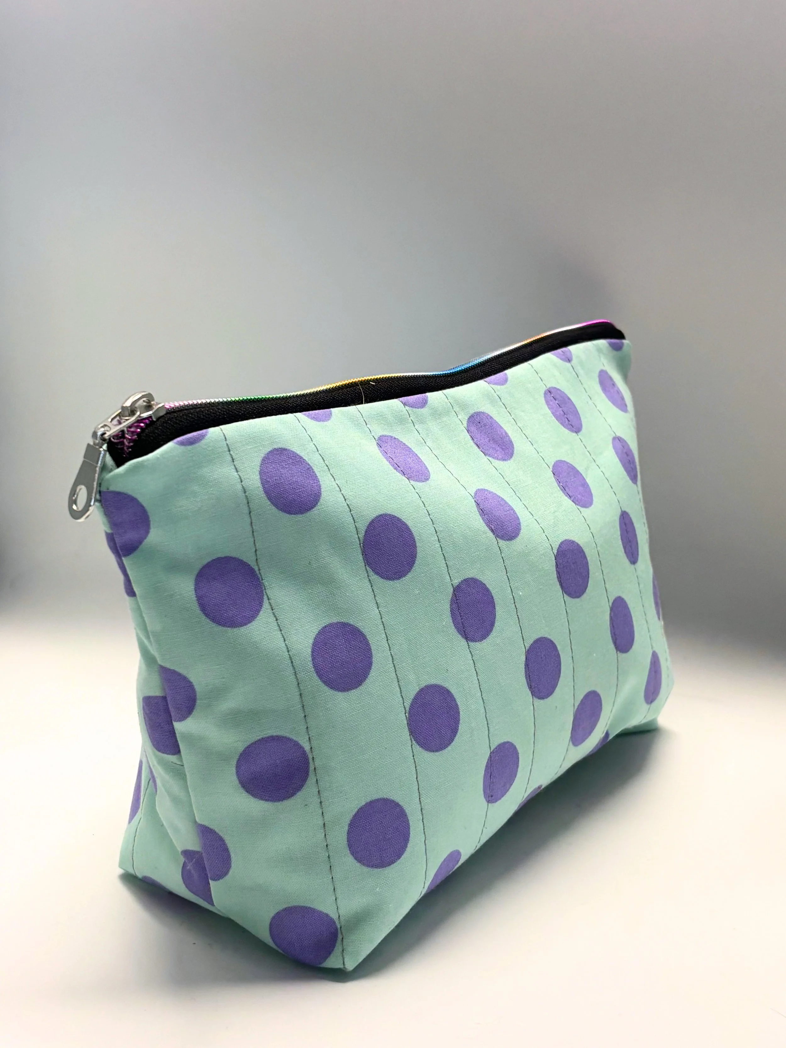 Grande pochette de Rangement Piquée Vert/Mauve