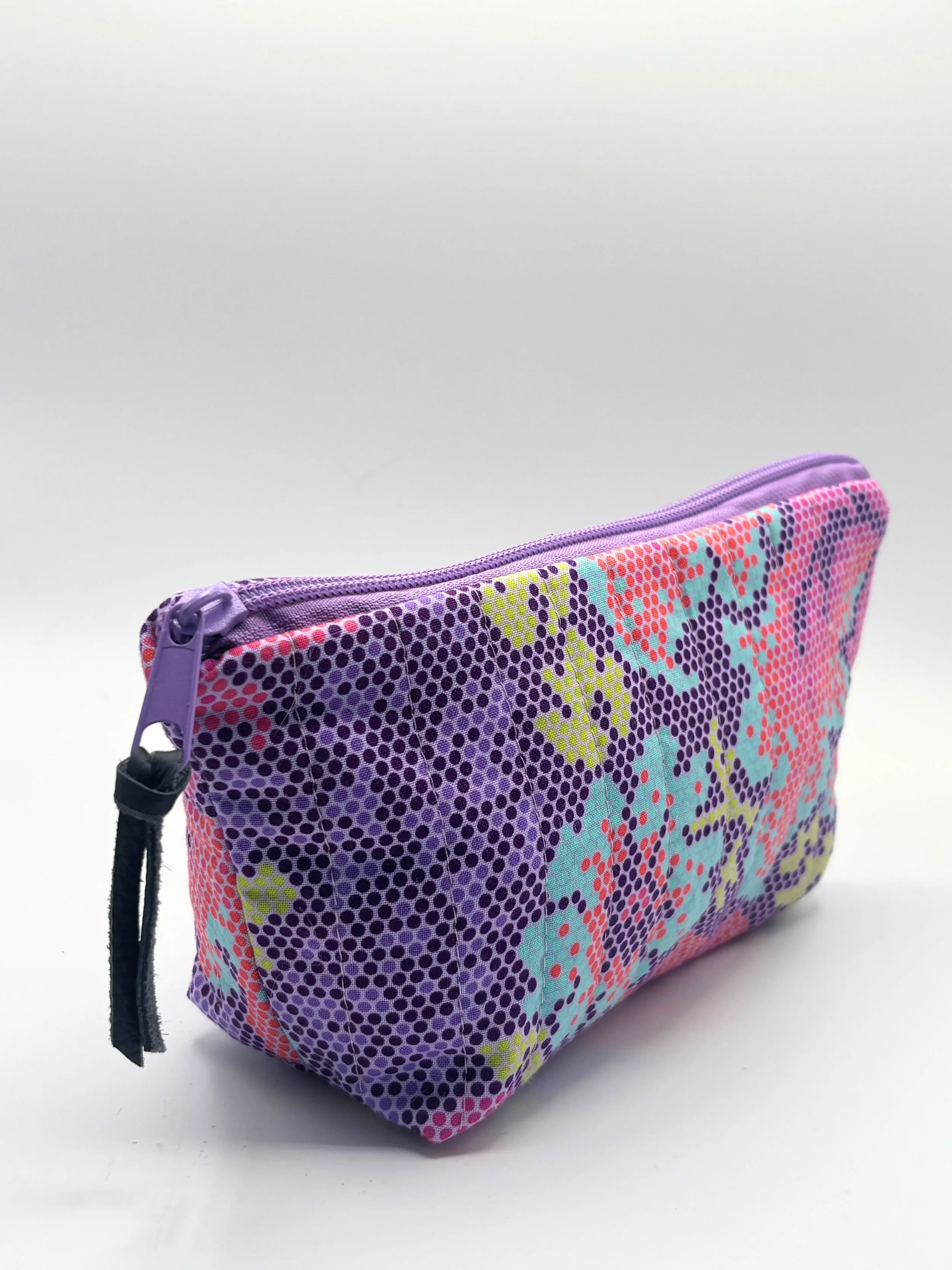 Petite pochette de Rangement Piquée Rose/Mauve