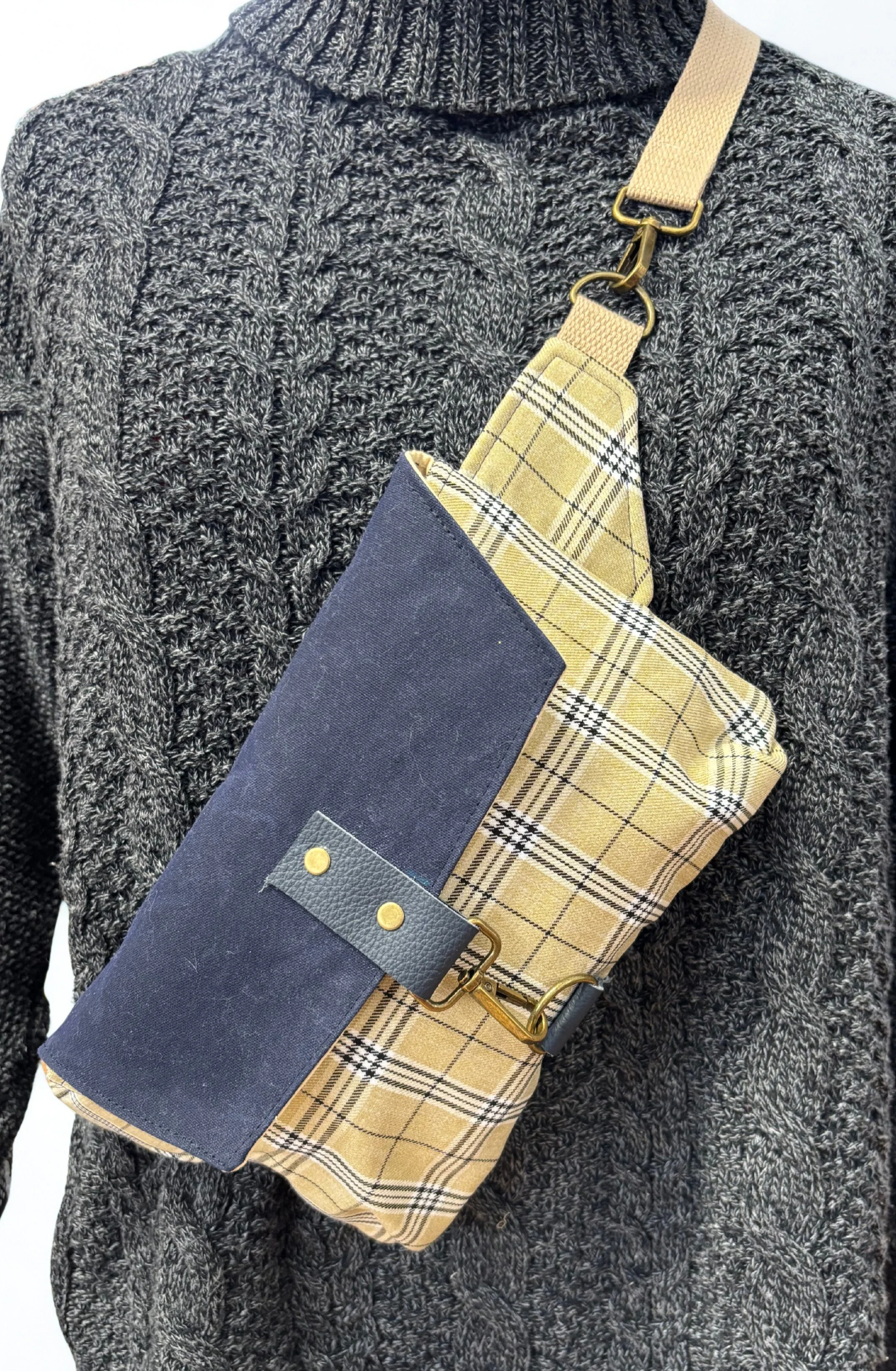 Sac à Main Haralson à Carreaux et Canevas Ciré