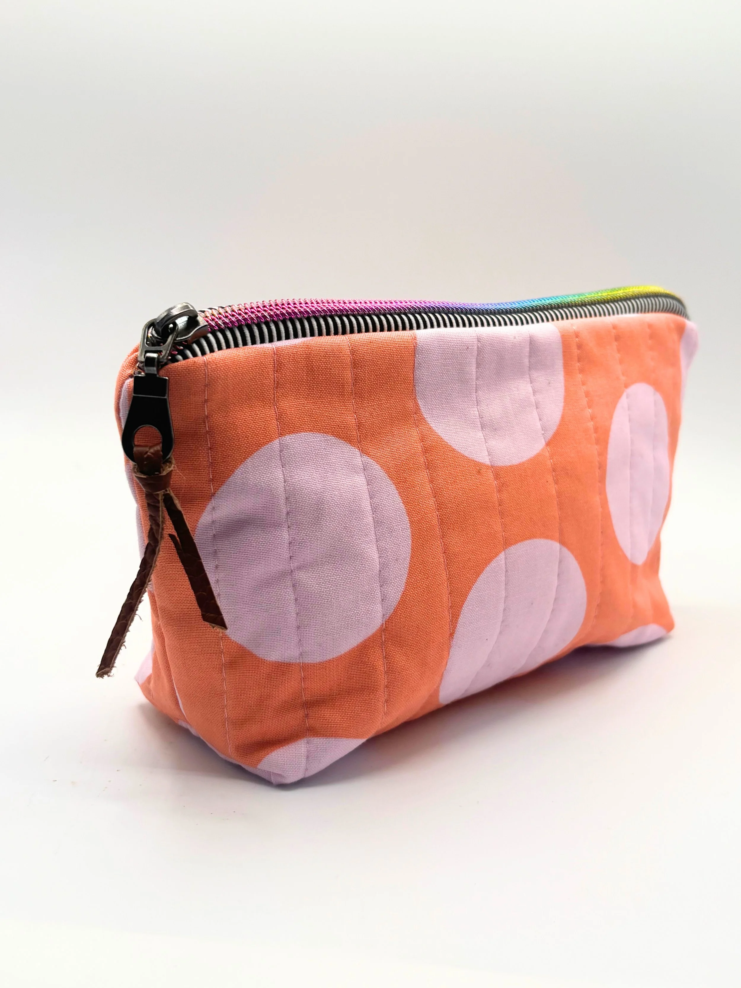 Petite pochette de Rangement Piquée Orange/Rose (VENDU)