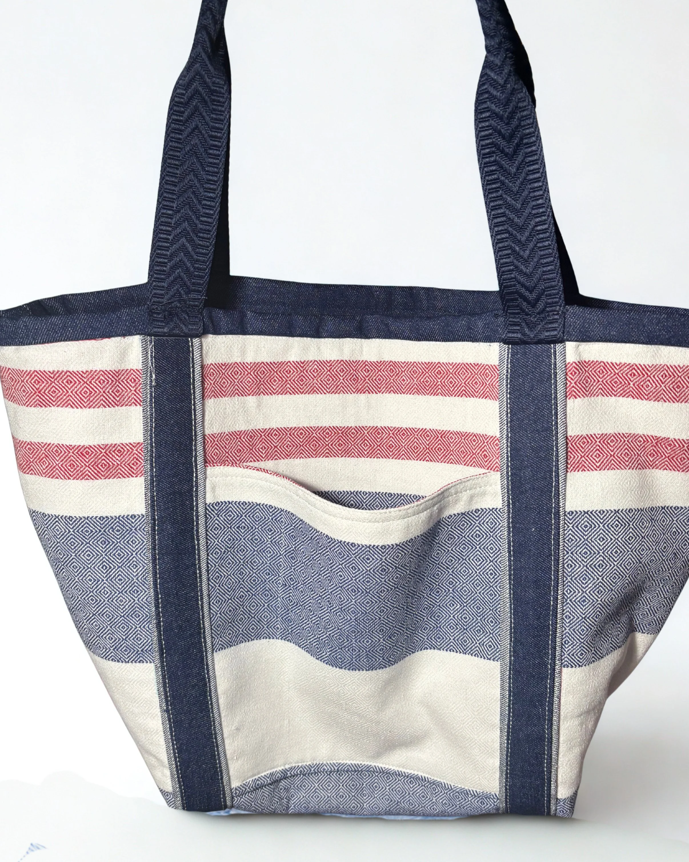 Grand Sac De Plage/Piscine Rayé Blue et Rouge