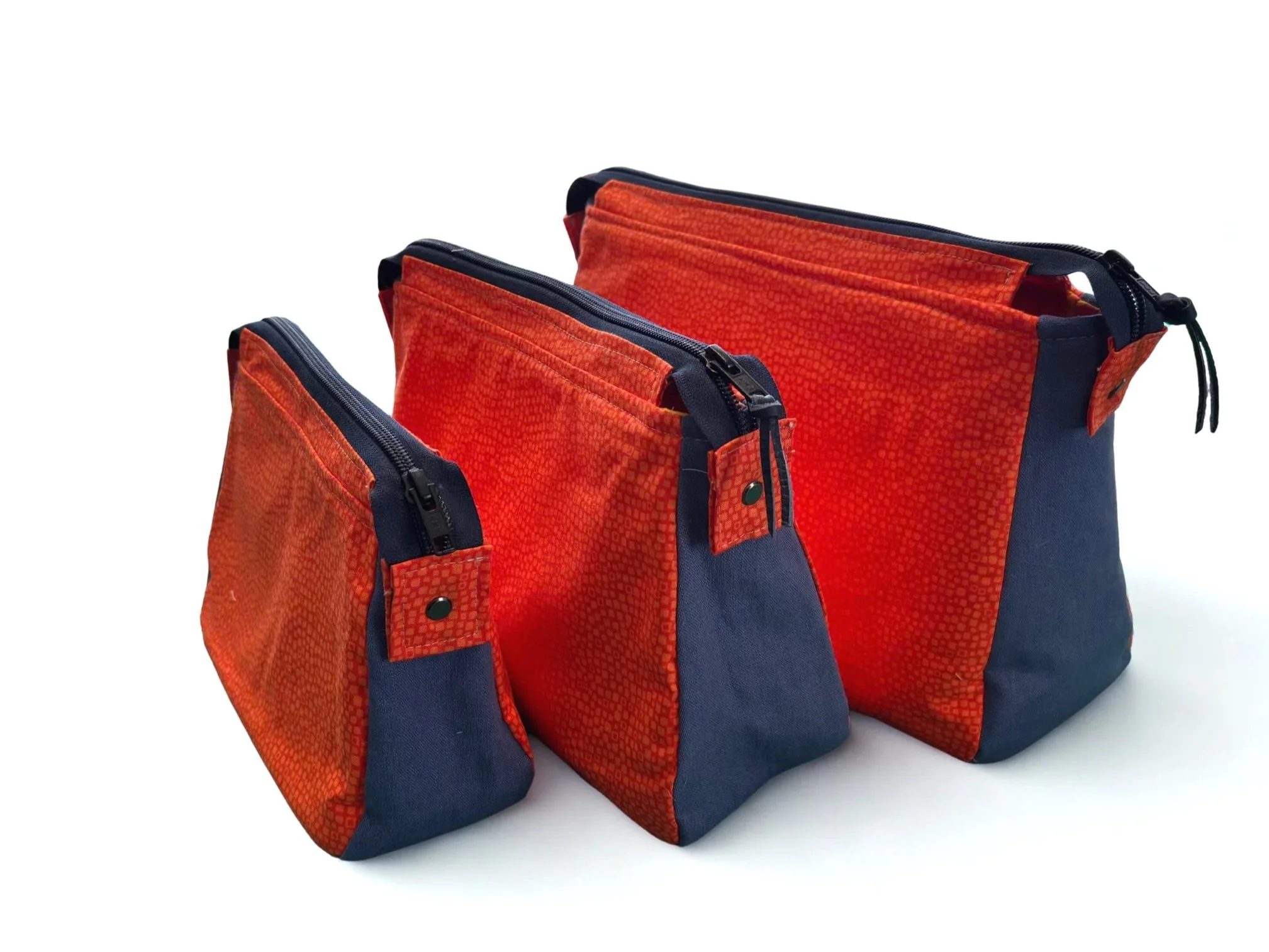 Ensemble de 3 Pochettes de Rangement Orange et Bleu