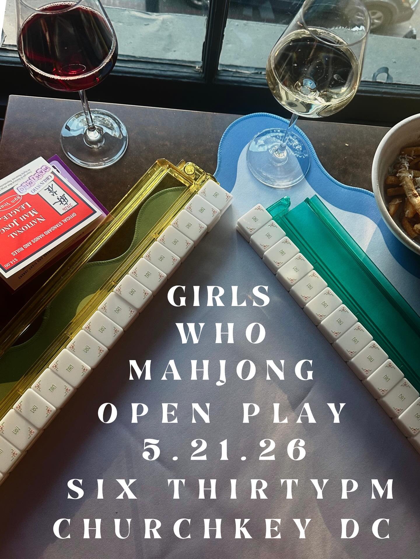 Catch us back at @churchkeydc on Thursday, May 21st for an evening of open play! Grab your spot from the link in our bio!! 🍷🀄️ #girlswhomahjong #mahjong #dc #dmv #thingstodoindc