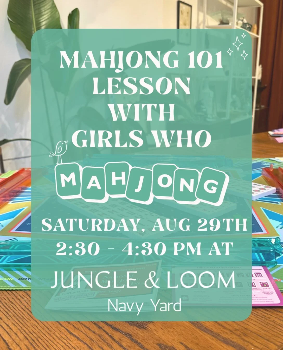 One last chance to take a Mahjong 101 lesson in August!! If you and your bestie have been wanting to learn this is your chance. Sign up from link in bio! 💚#mahjong #dc #dmv #thingstodoindc #navyyard