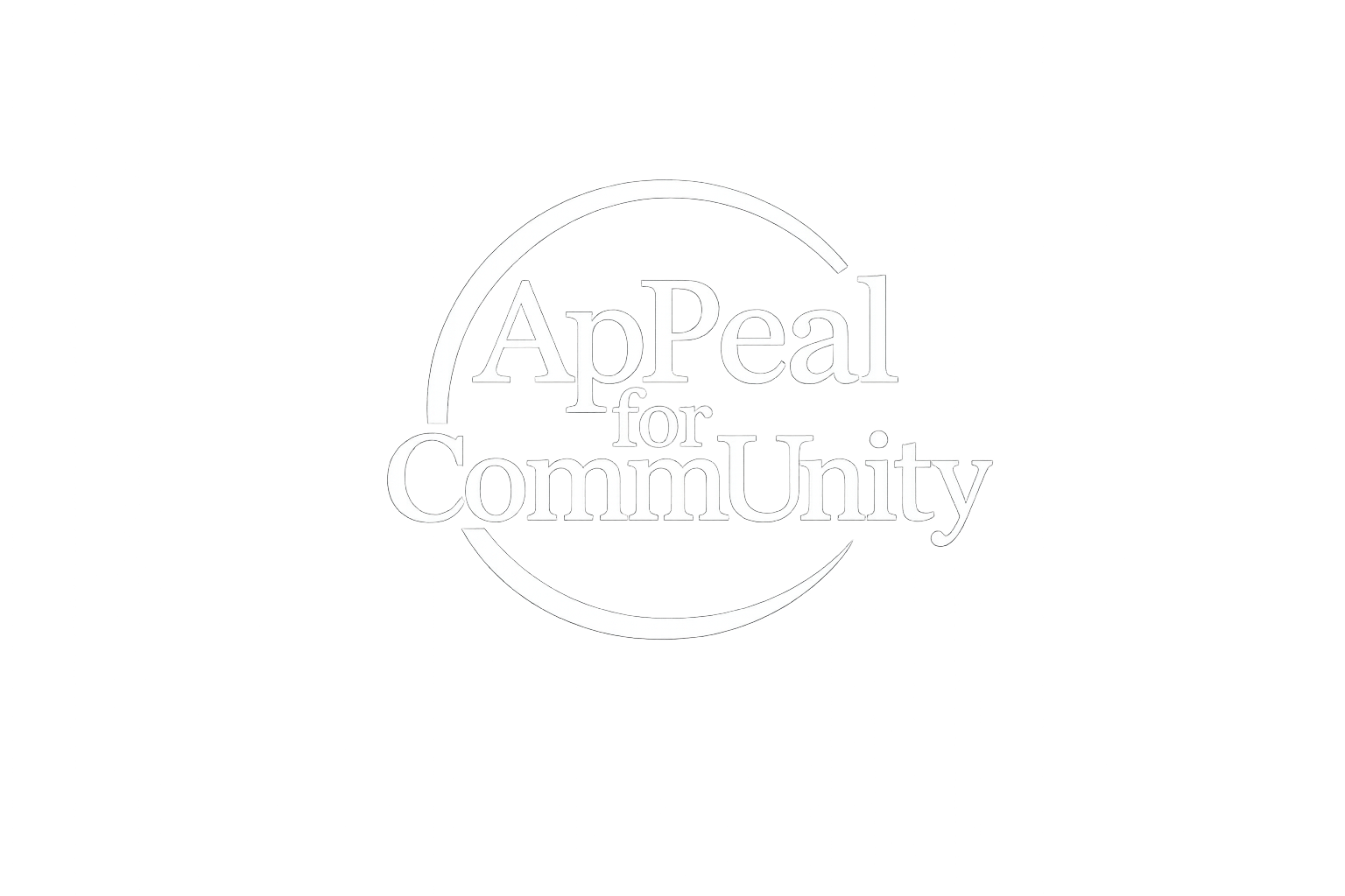 Logo for Appeal for Community featuring a stylized partial circle and the text 'Appeal for Community' in a serif font.