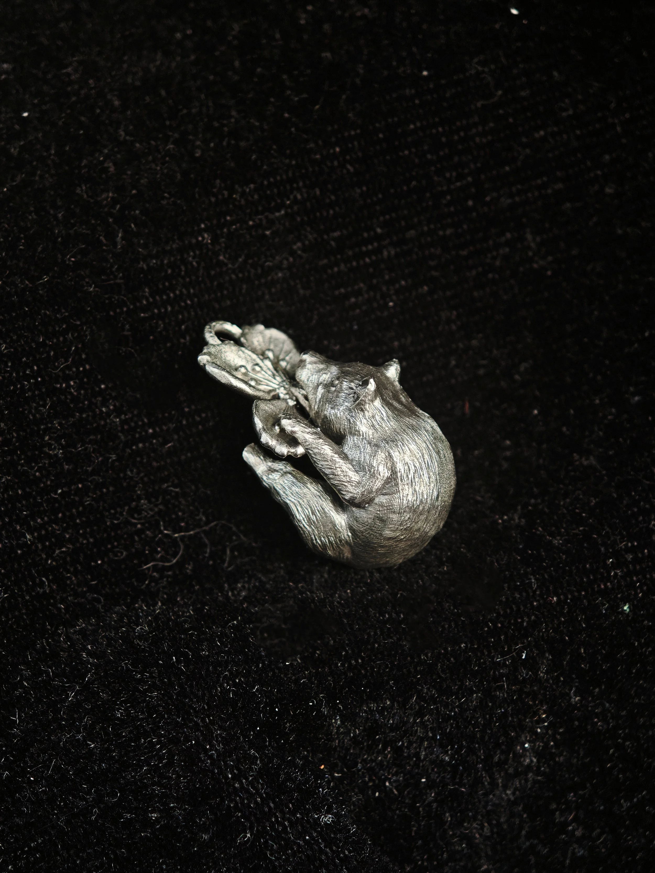 DHG D2 Chow Chow and Peach Blossom Sphere Pendant - Pendant only showing 2.5cm nickel silver miniature sculpture