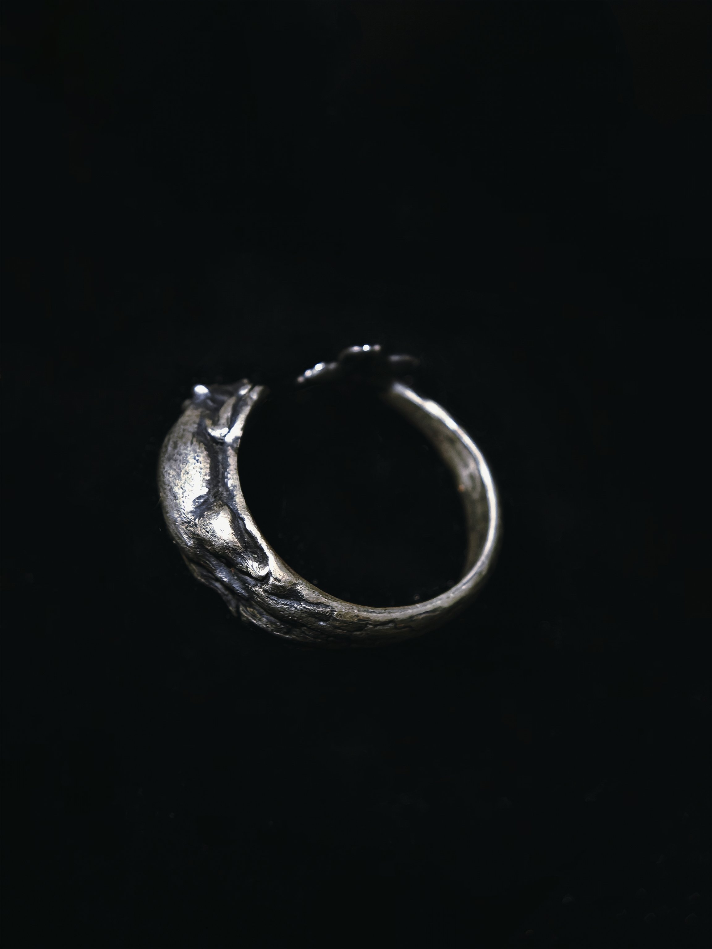 DHG J2 Chow Chow and Sakura Open Ring - Rear angle showing open-band structure and underside texture