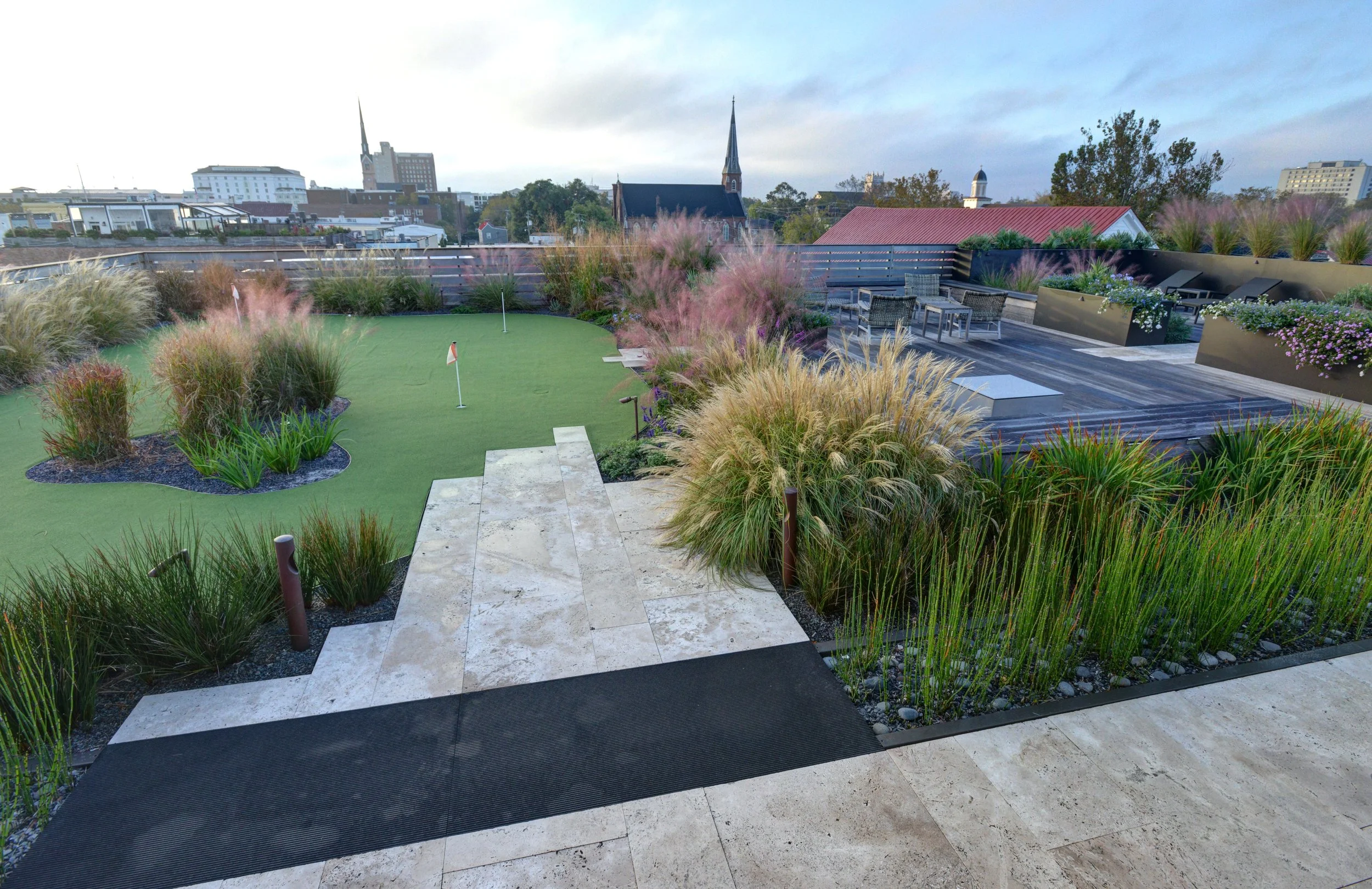 Charleston Rooftop Garden Paradise in Travertine Espresso