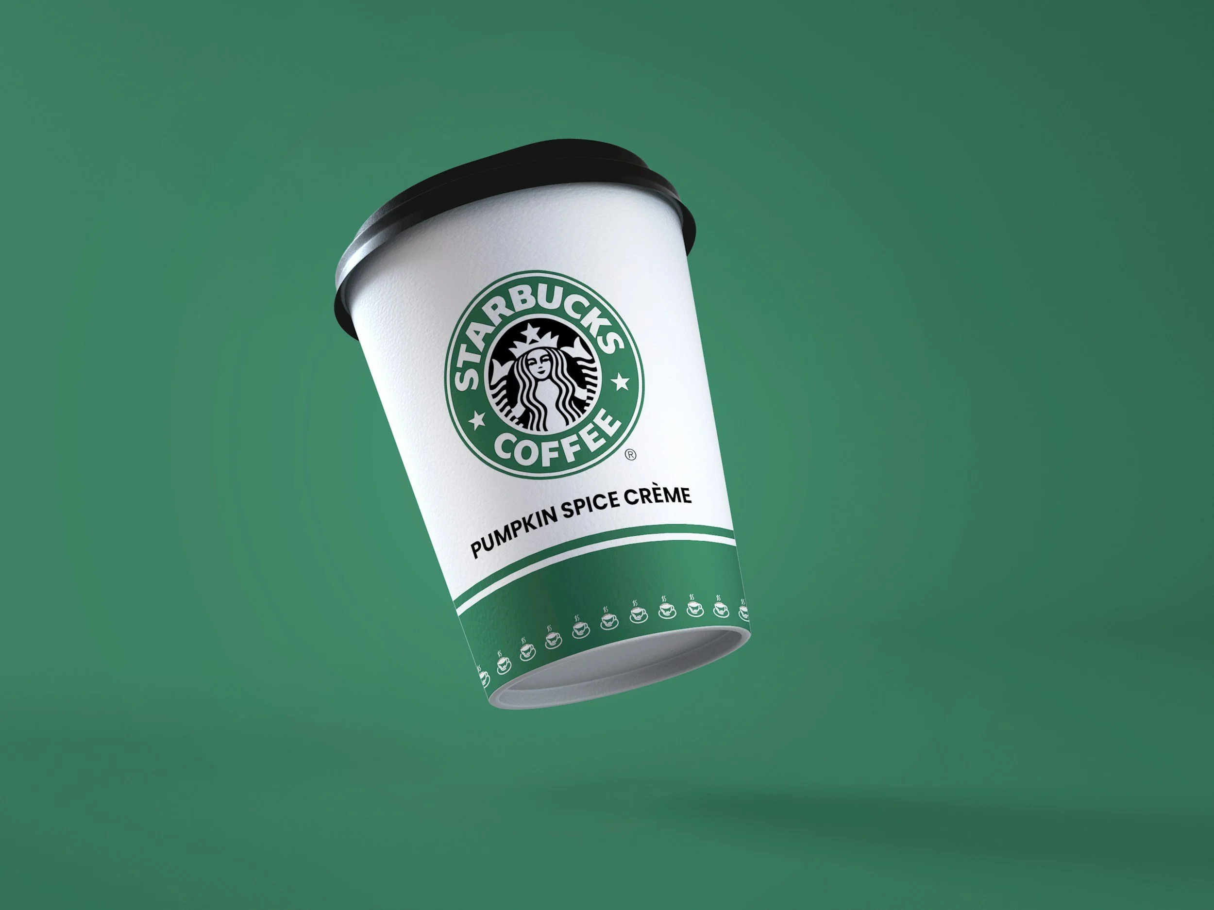 Starbucks coffee cup on green background