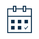 Icon of a calendar with a grid of dates.
