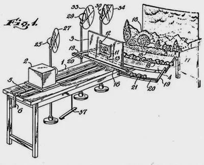   A patent drawing of Max Fleischer's Setback process  