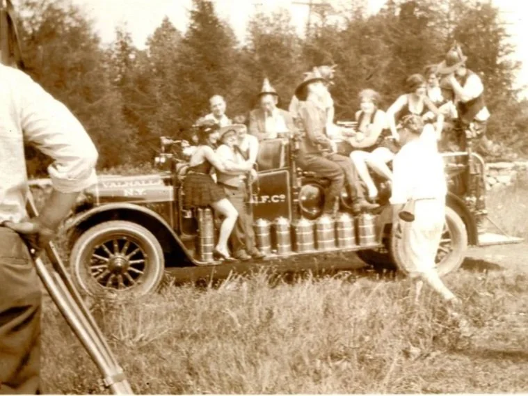  On the set of one of the 'Carrie of the Chorus' movies. 