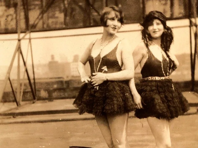  On the set of one of the 'Carrie of the Chorus' movies. The woman on the right is Max's daughter, Ruth. 