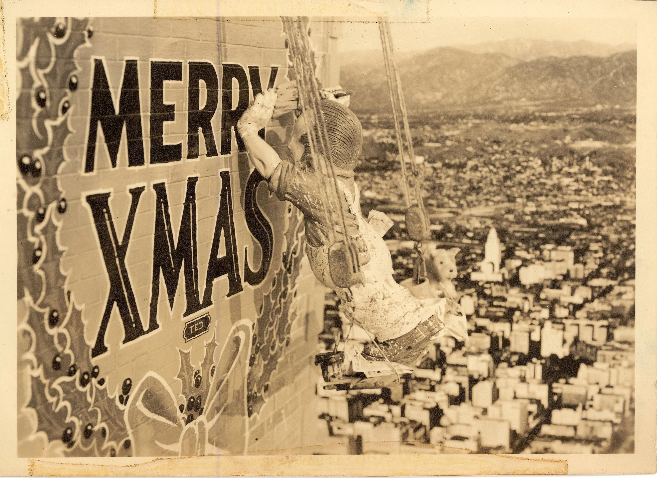 This is another of Ted Sears elaborate set-ups for a Christmas card showing his love for trick photography and special effects.