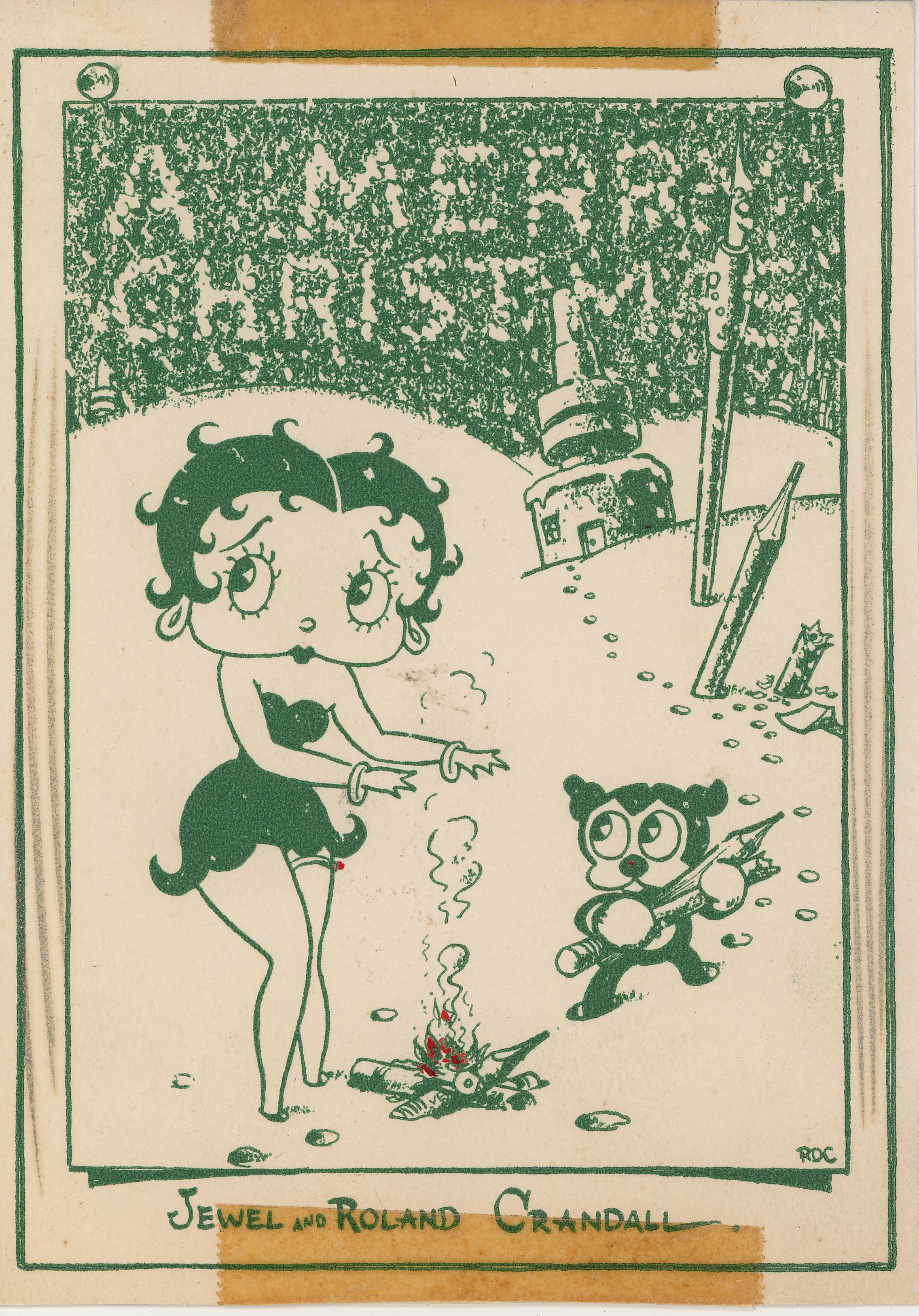 This card is from Roland (‘Doc’) Crandall and wife Jewell. As a reward for years of devotion to the studio Doc was asked to provide all the drawing’s for the Betty Boop 1933 version of “Snow White,” which is considered one of the best animated films 