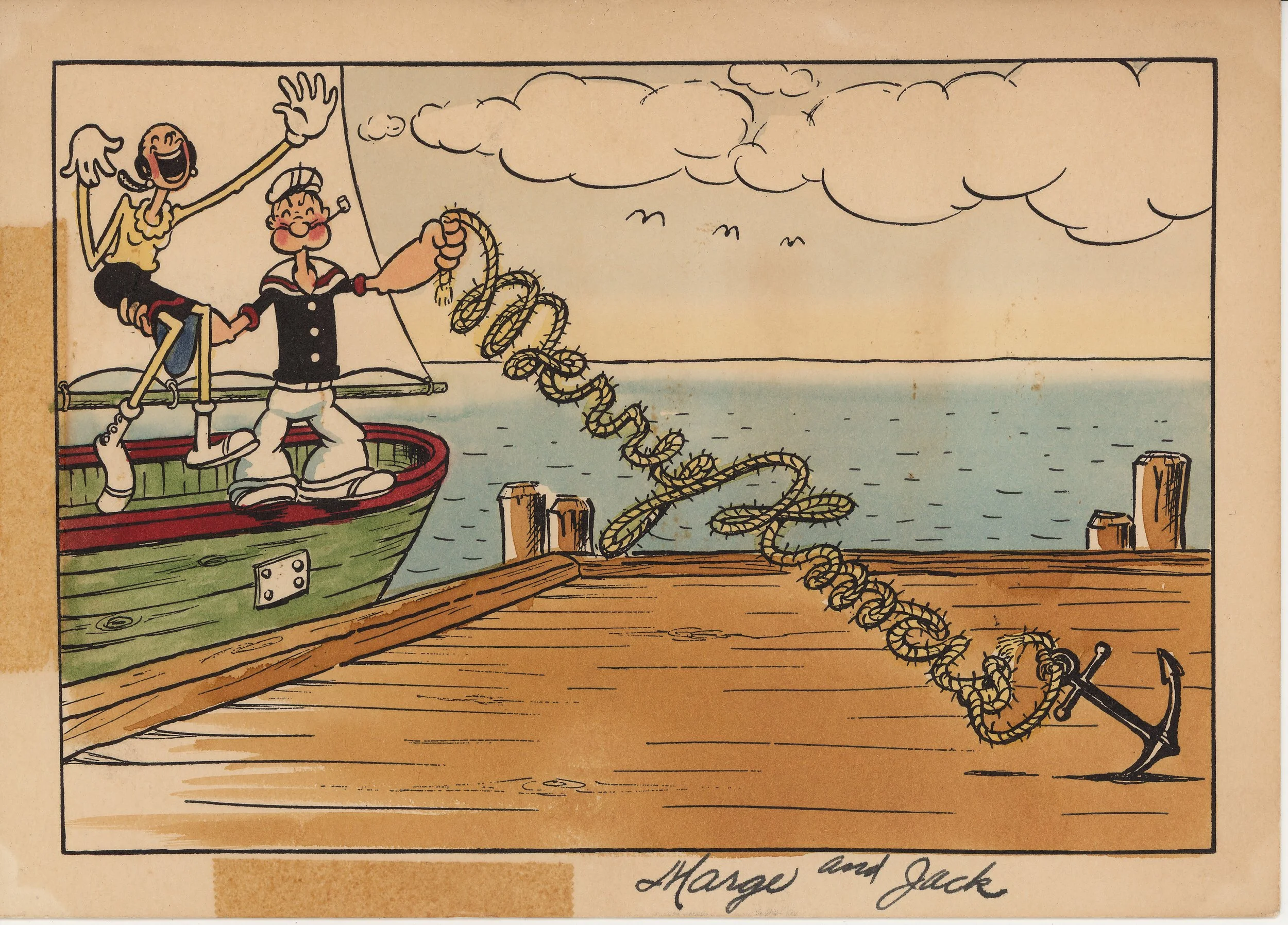 Marge and Jack Mercer were know for their voices in Fleischer films. Margie (Hines) was the very first voice of Betty Boop in 'Dizzy Dishes.' She also did Olive Oyl's voice from 1938-43. Jack Mercer was know as the long running voice of Popeye.