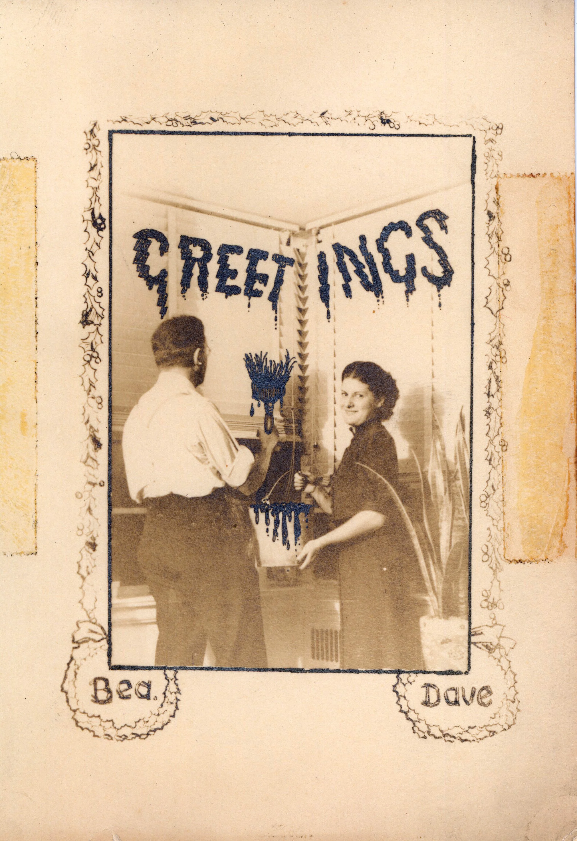 This unusual card is from Dave and Bea Tendlar. Dave began working for Max Fleischer in 1931 as an animator on the early ‘Out of the Inkwell’ films. He stayed with Fleischer Studios and its successor studio Famous Studios, until the mid 1950’s. Dave 