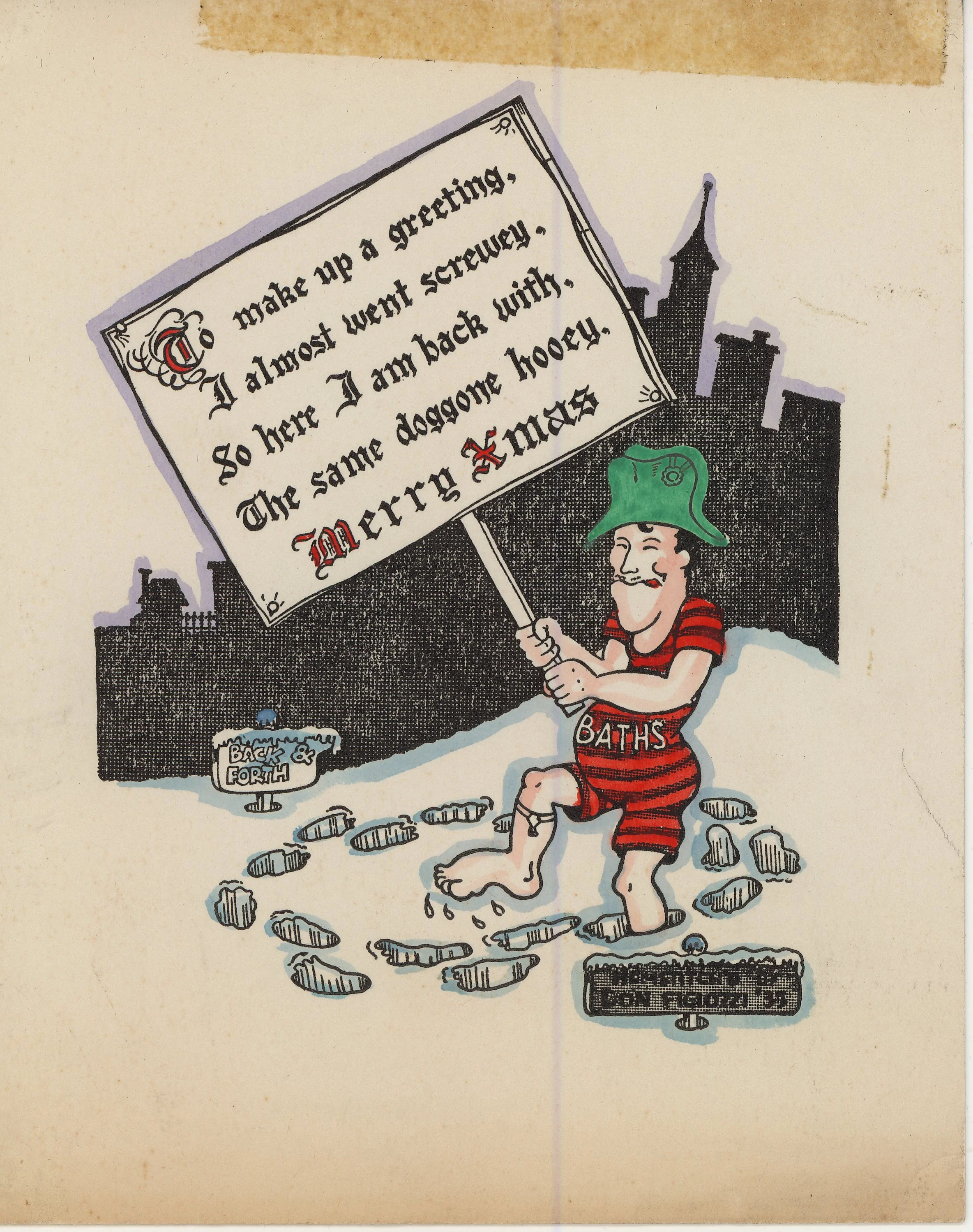 Don Figlozzi (aka Figliozzi) was an animator who joined Fleischer Studios in 1931. After leaving the studio he became a cartoonist for the New York Daily News (signing his name ‘Fig’). During WWII he worked on training films for the Army Signal Corps