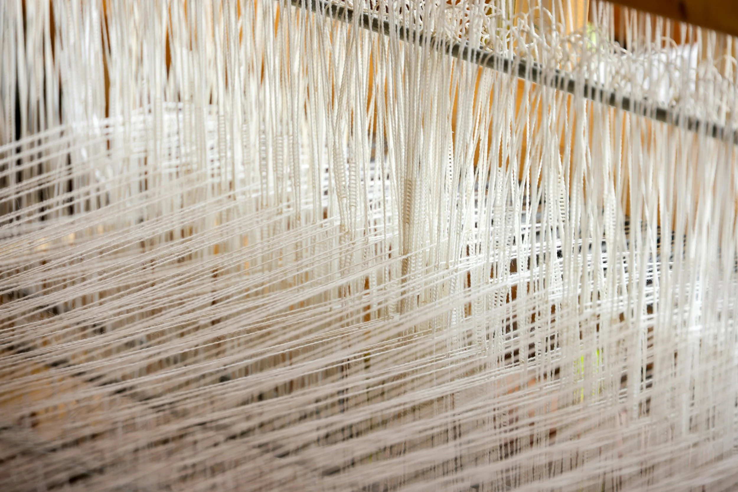 A detailed image of threads being woven