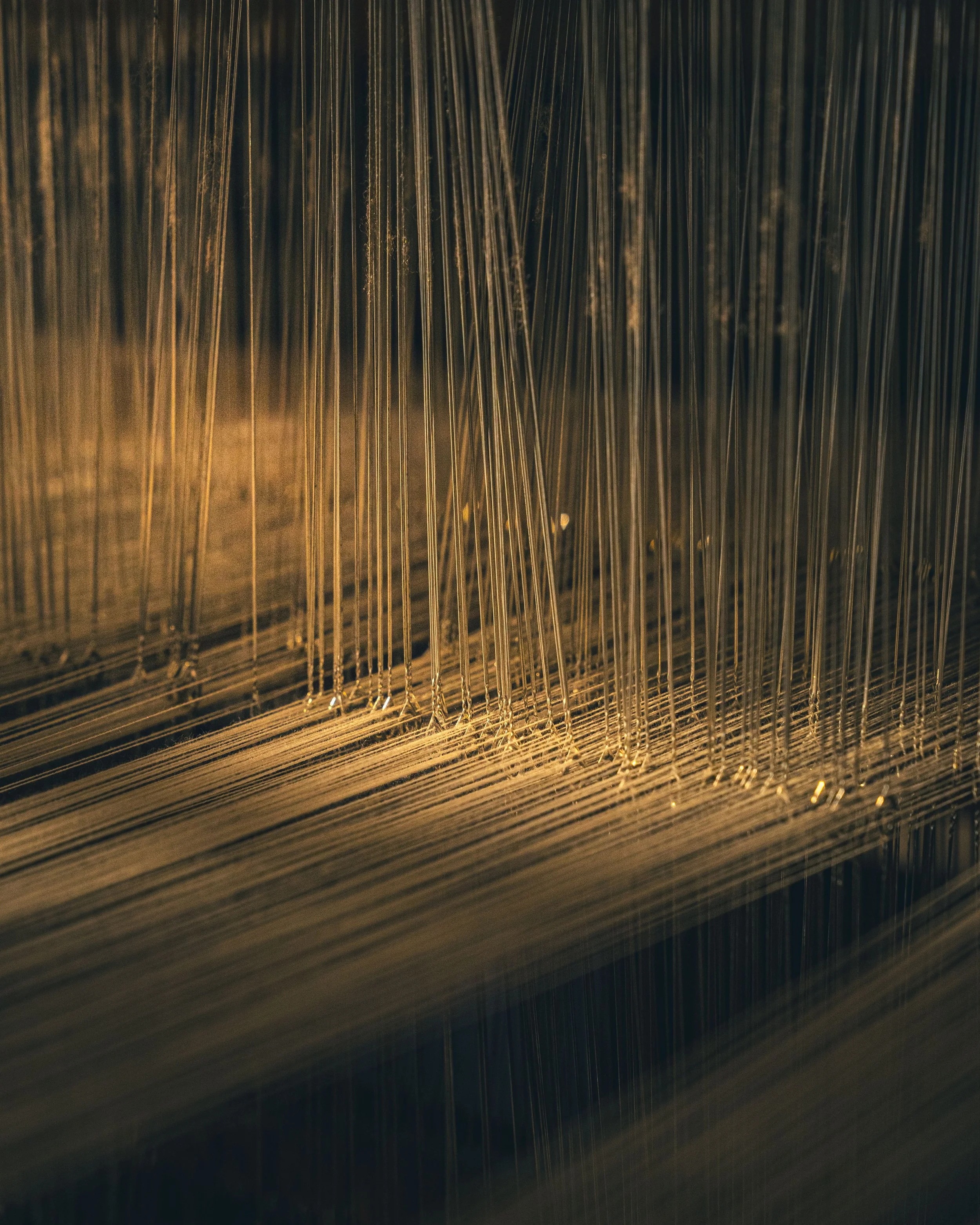 close up of threads being woven