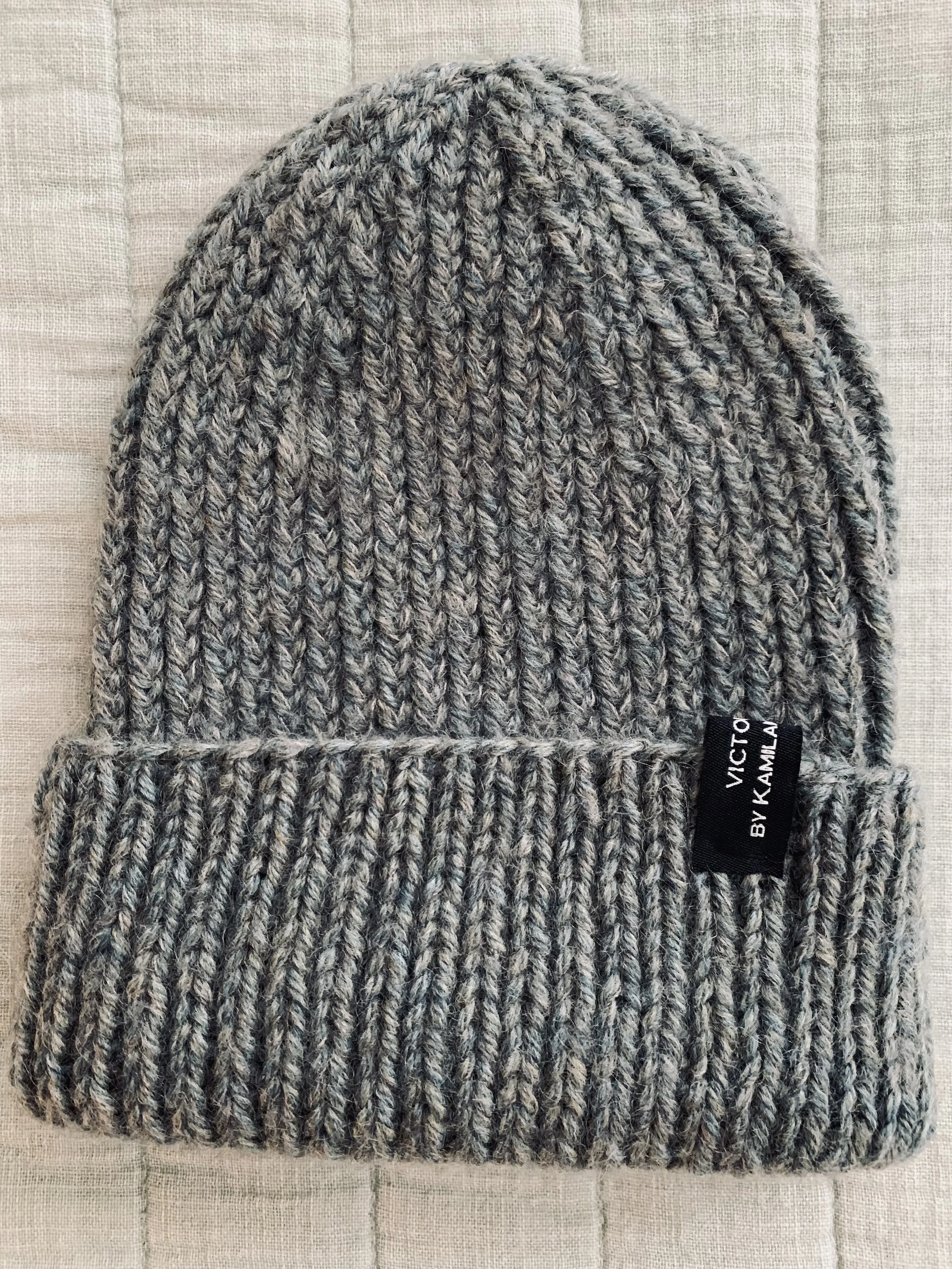 1x1 Knit Beanie, 100% Peruvian Wool + Mohair Blend, Adult