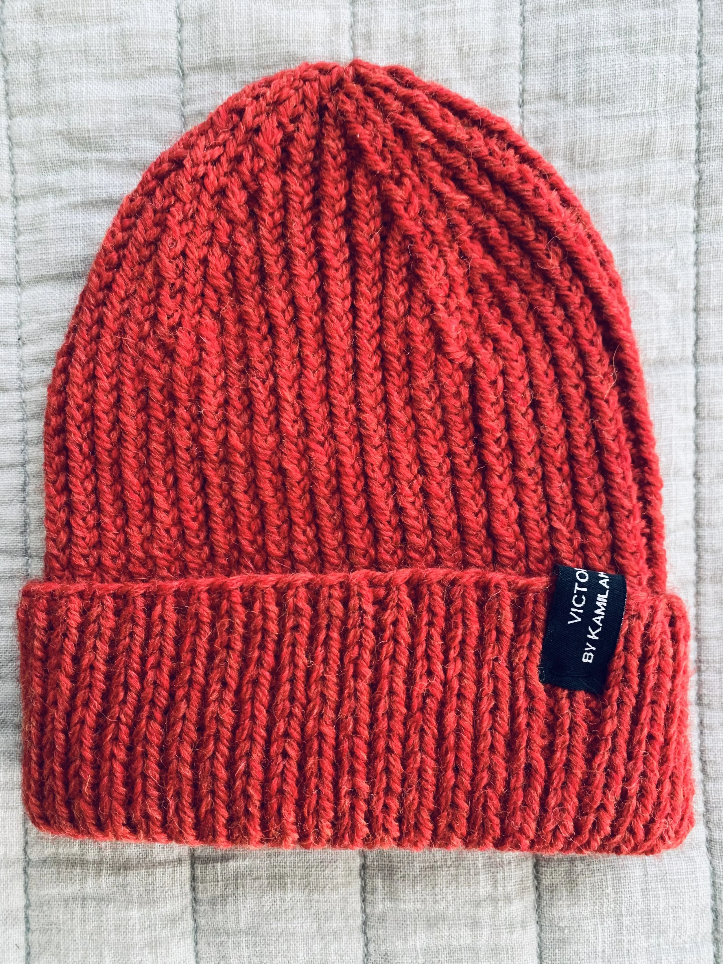 1x1 Knit Beanie, 100% Andean Highland Wool, Adult