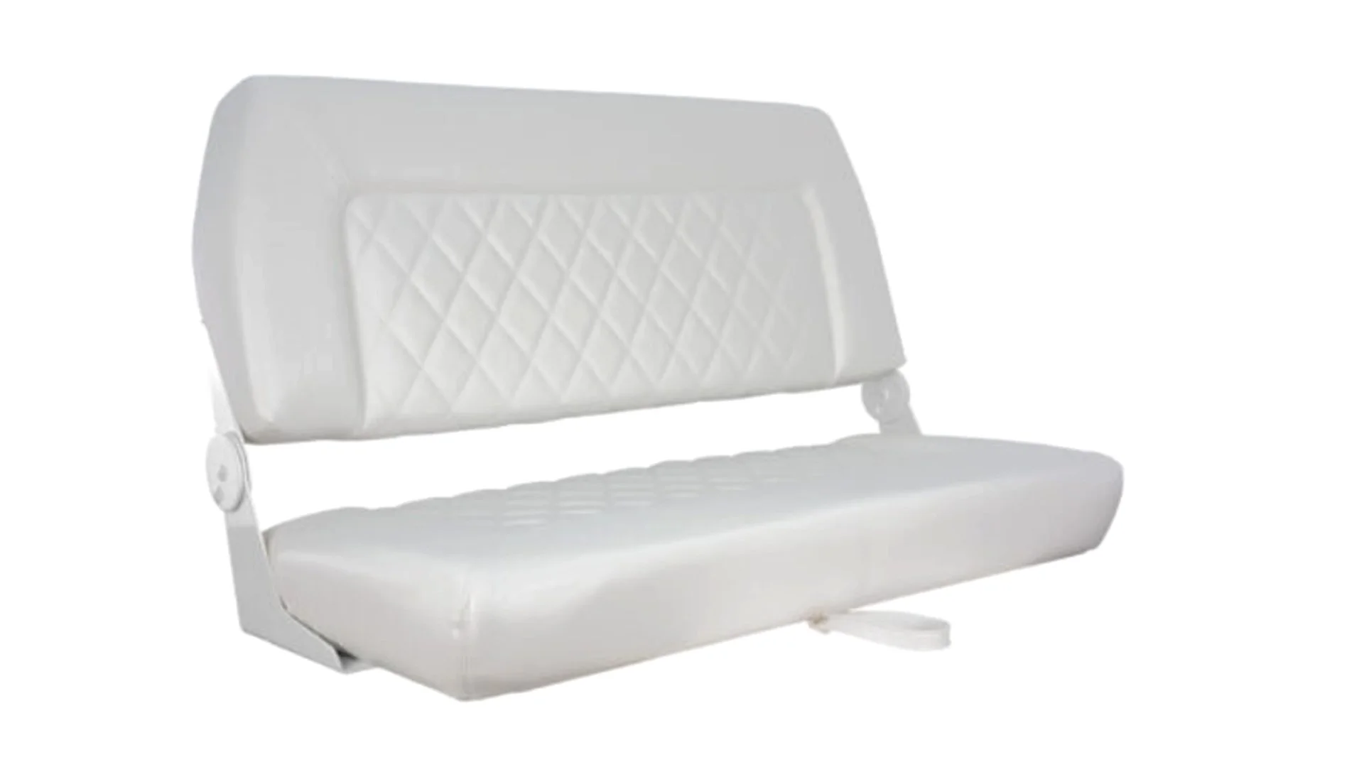 White foldable sofa bed with quilted cushion design on the backrest
