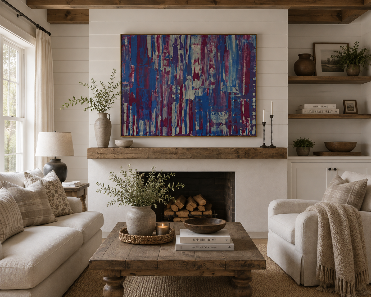 Minimalistic Living Room Design with Abstract Art