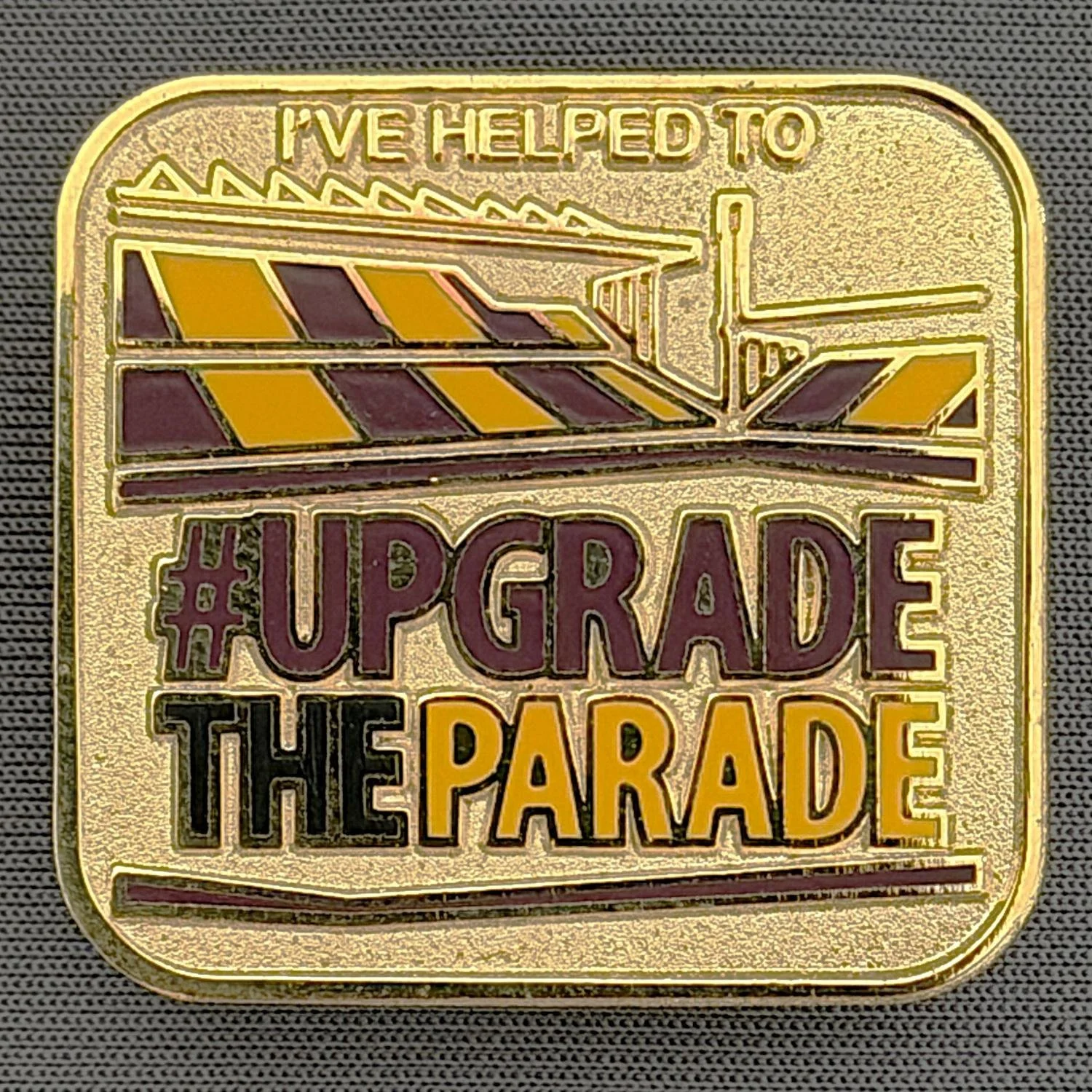 Reference Number: BCEVE078
Size: H 30.4 mm x W 32.3 mm
Pin Type: Metal Clutch
Plating: Gold
Value: £8
Manufacturer: Bradford City Badges
Comments: Appeal to Upgrade Valley Parade. Boxed Set Limited Edition of 100