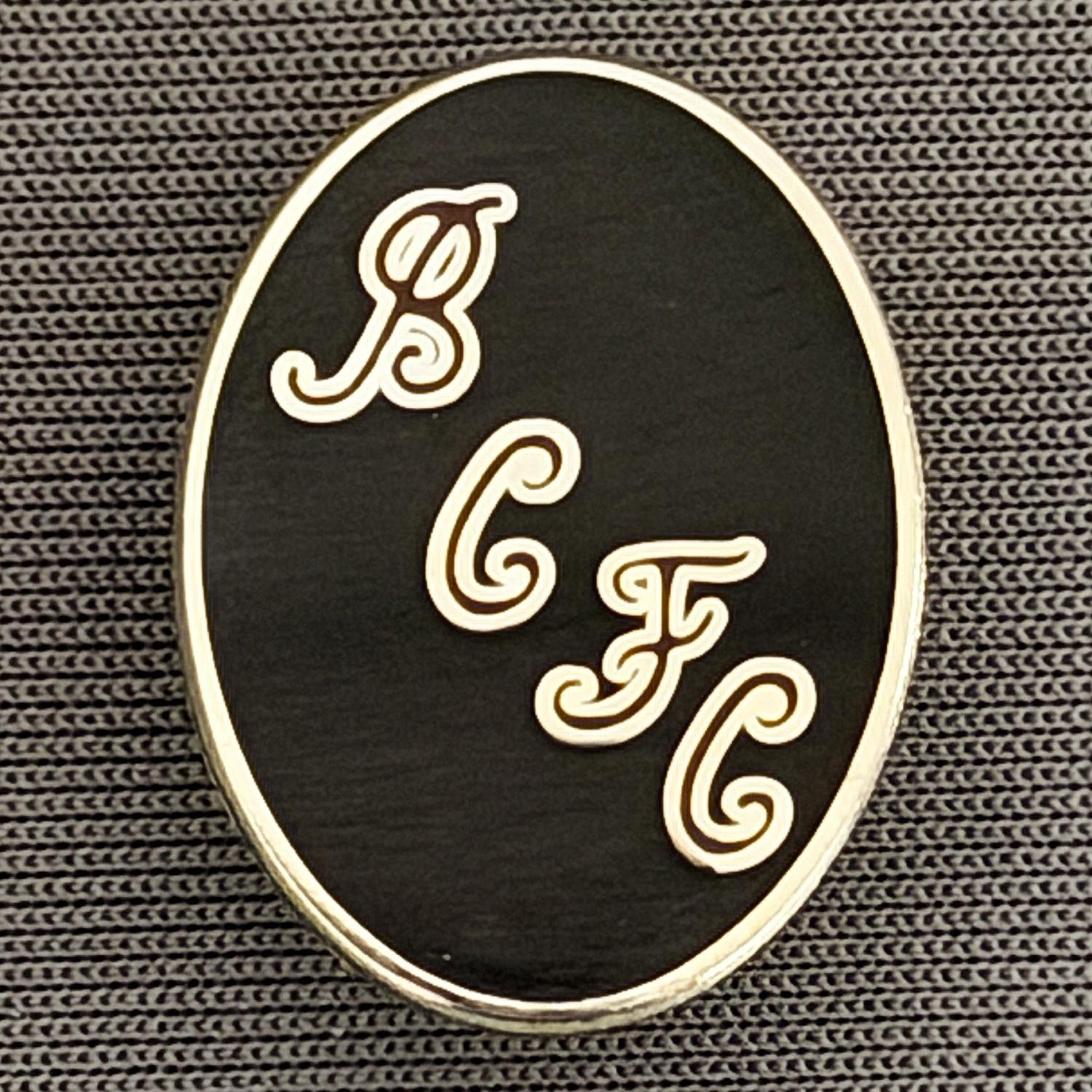Reference Number: BCBCFC071
Size: H 20.8 mm x W 15.7 mm
Pin Type: Brooch Pin
Plating: Silver
Value: £4
Manufacturer: Unknown
Comments: BCFC Black Version