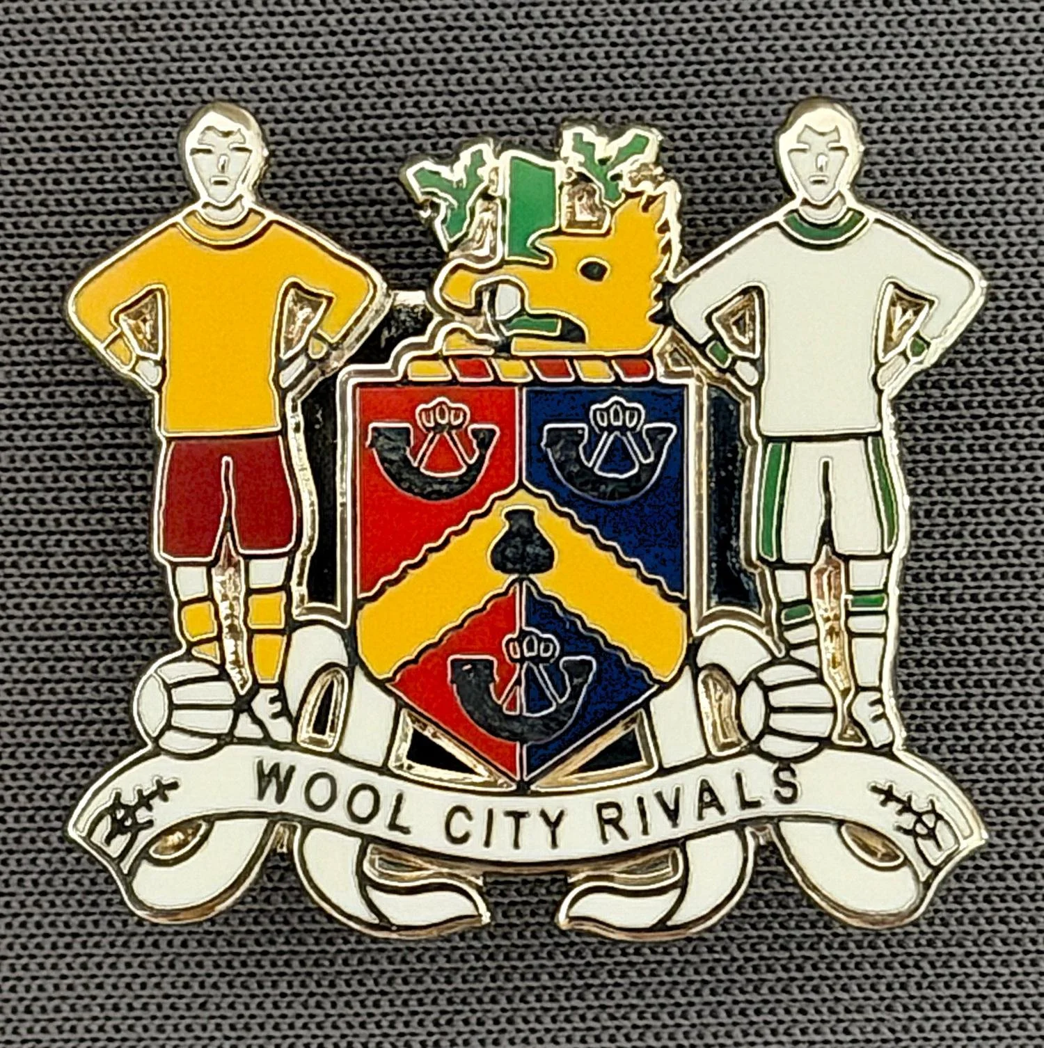 Reference Number: BCEVE041
Size: H 23 mm x W 25.1 mm
Pin Type: Brooch Pin
Plating: Silver
Value: £8
Manufacturer: Paraders
Comments: Wool City Rivals, Bradford City, Bradford Park Avenue 1964