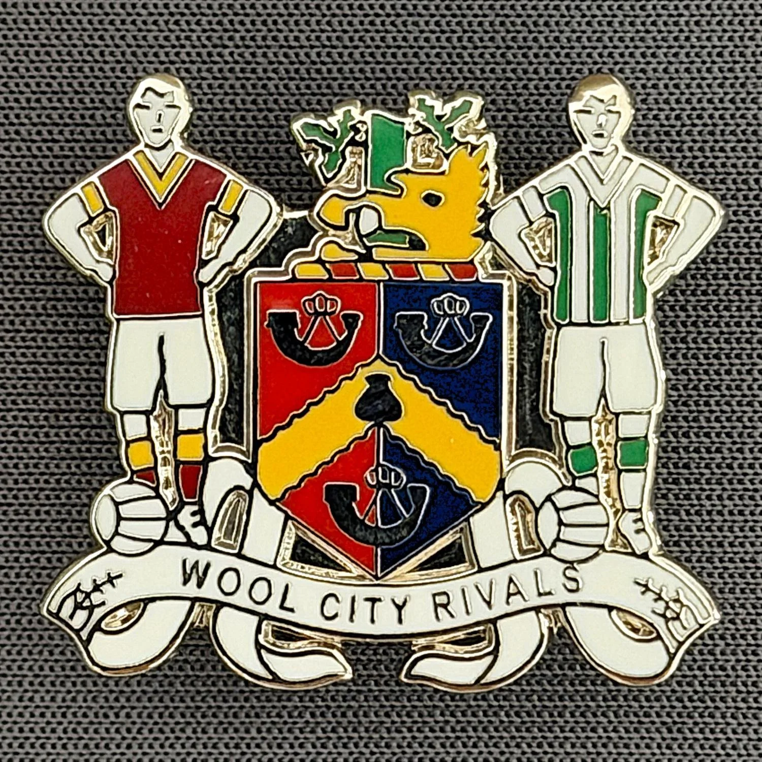 Reference Number: BCEVE040
Size: H 22.9 mm x W 25.3 mm
Pin Type: Brooch Pin
Plating: Silver
Value: £8
Manufacturer: Paraders
Comments: Wool City Rivals, Bradford City, Bradford Park Avenue 1957