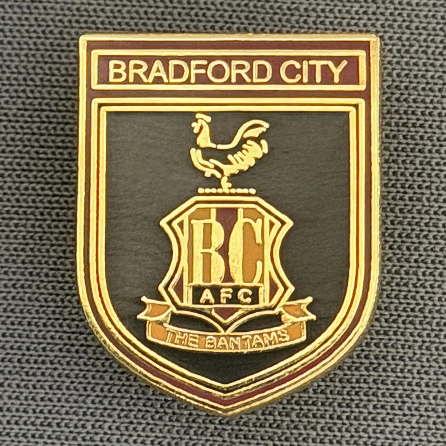 Reference Number: BCC&L124
Size: H 17.9 mm x W 14.1 mm
Pin Type: Brooch Pin
Plating: Gold
Value: £6
Manufacturer: Unknown
Comments: Black City Crest Shield