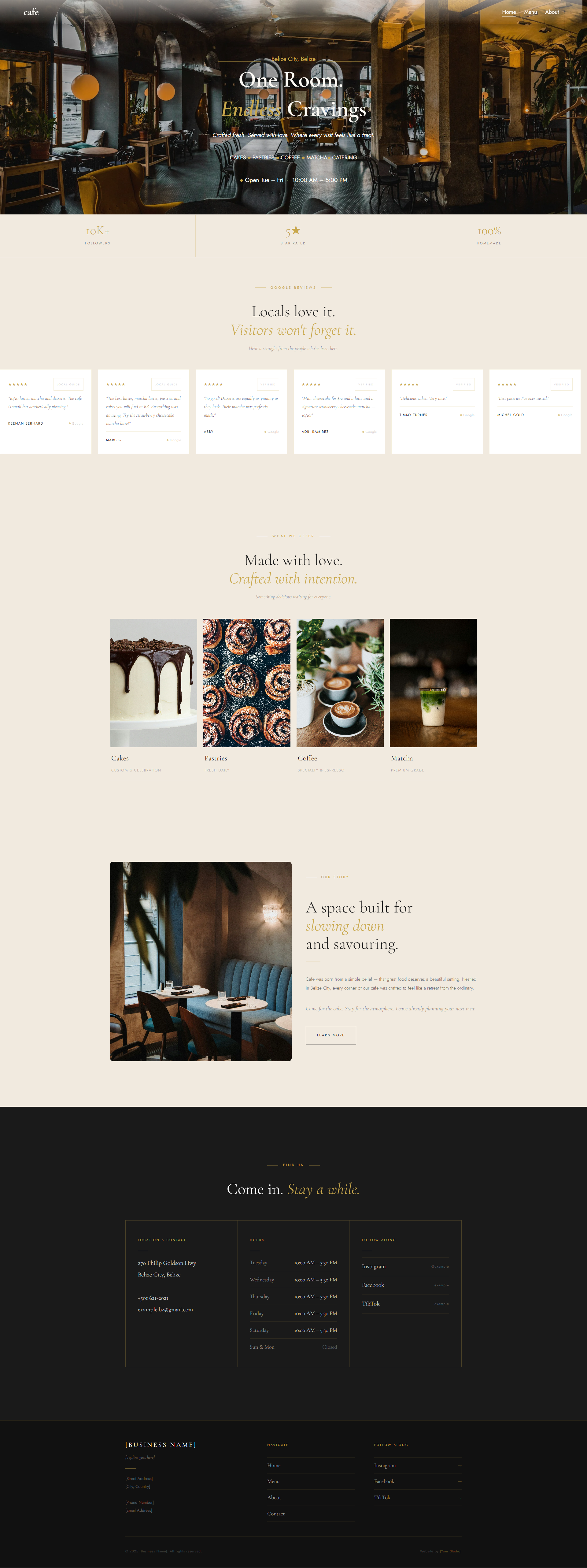 Cafe website concept built on Squarespace