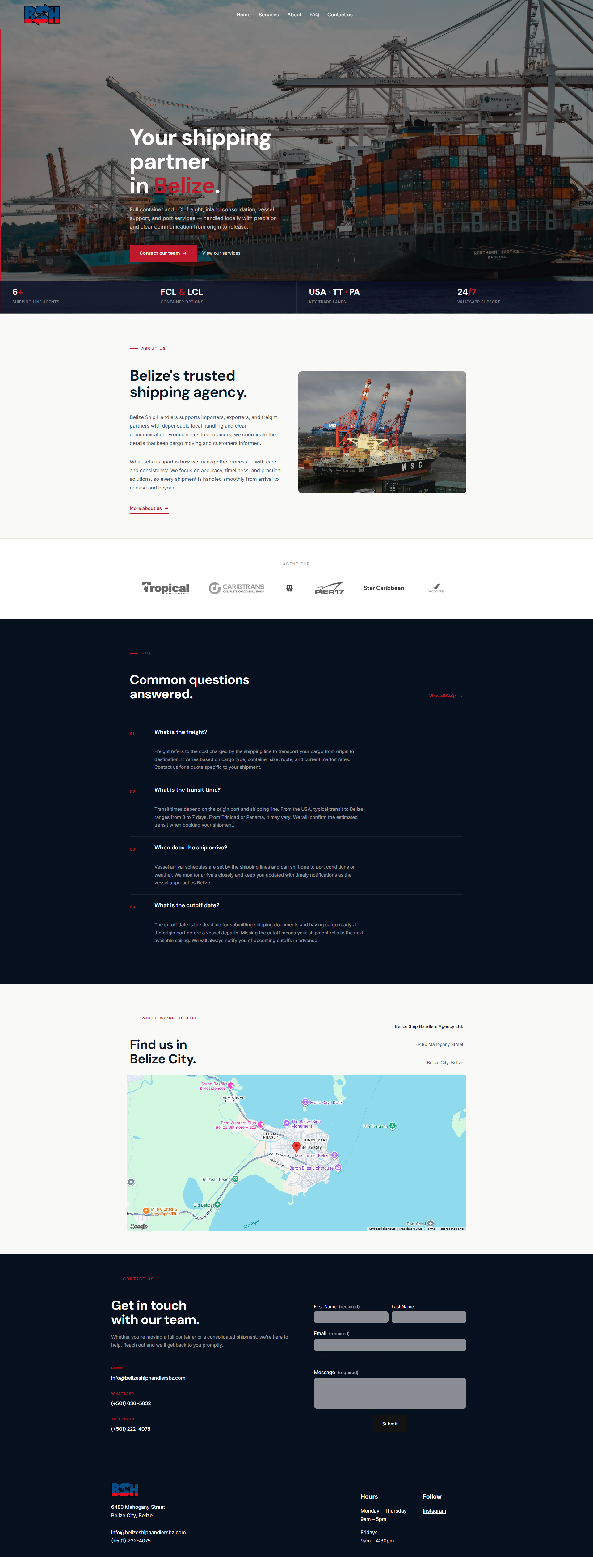Website concept for Shipping Company.