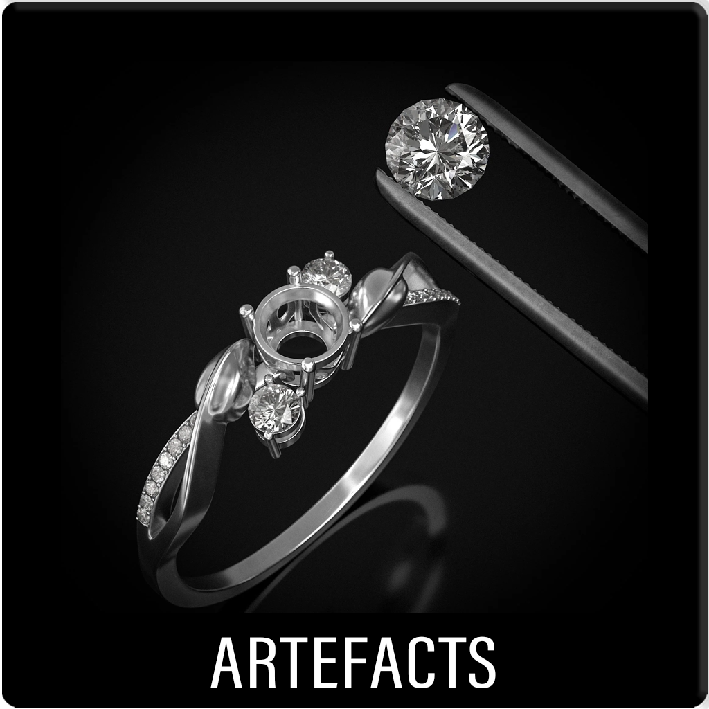 ARTEFACTS. High-fidelity 3D jewellery visualisation. Photorealistic diamond rendering and luxury product design.