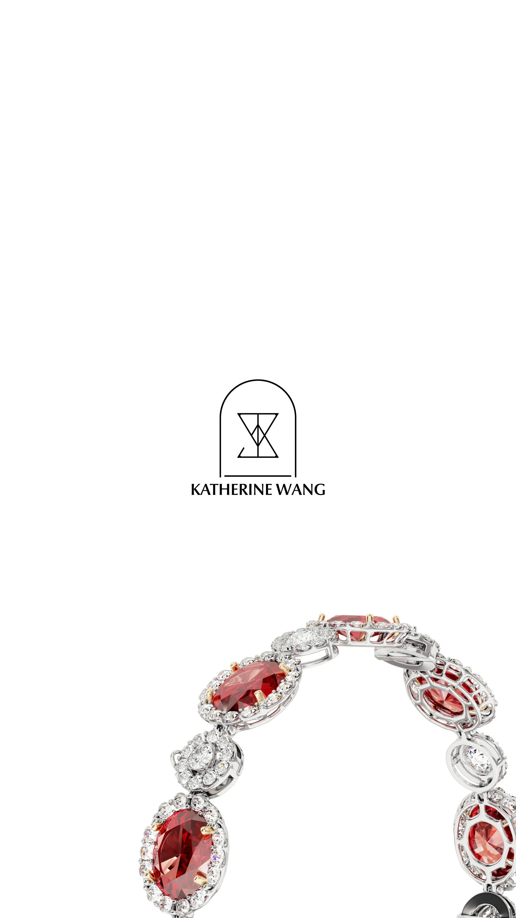 A jewelry bracelet with red gemstones and clear crystals.
