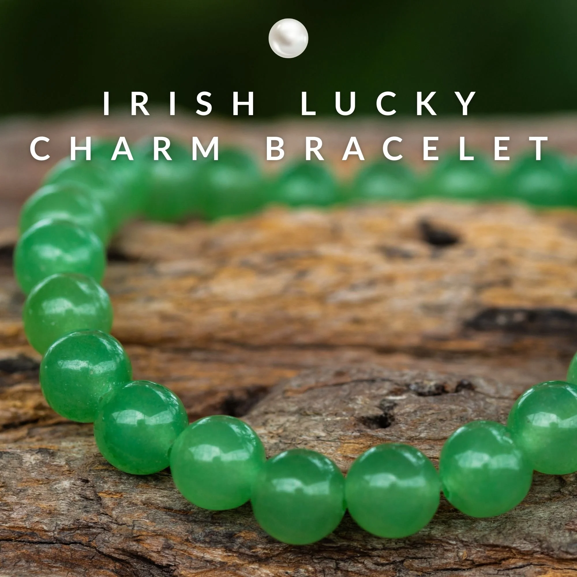 St. Patrick’s Day green crystal bracelet on wooden background – Irish lucky charm jewellery