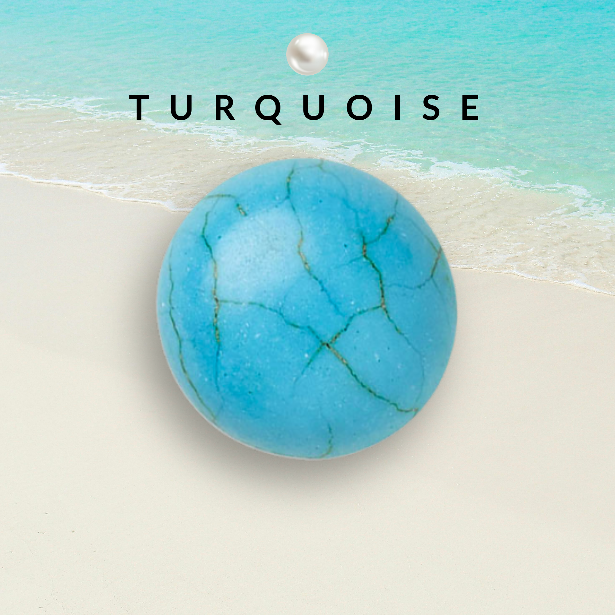 Turquoise gemstone beads in bright blue-green color, protection crystal for throat chakra healing and positive energy.