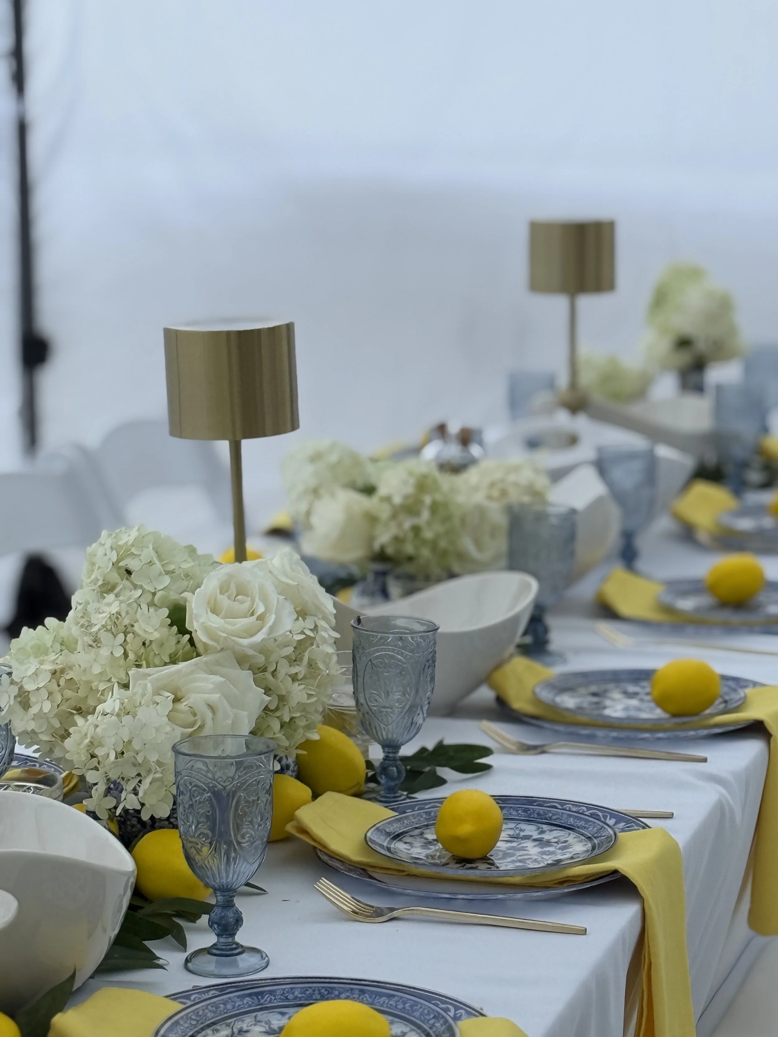 Barefoot Floral Lemon tablescape