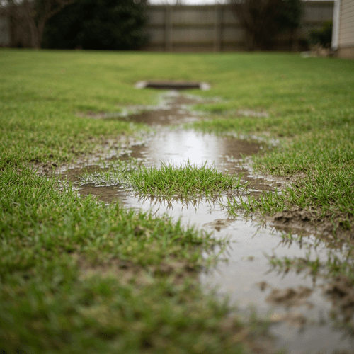 wet muddy ground over a failing septic drain field