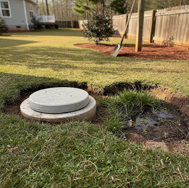 Backyard septic system emitting foul sewer gas odor