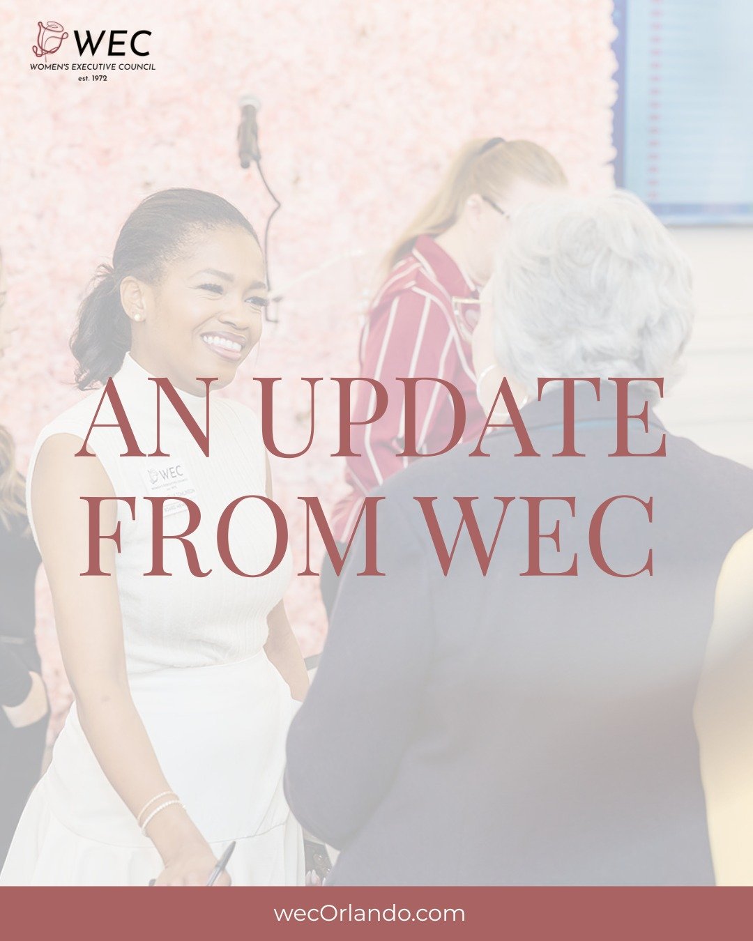 An update from WEC:

After thoughtful consideration, the June 9 luncheon will no longer take place.

While we&rsquo;ll miss seeing you in June, we&rsquo;re looking forward to gathering again on July 14 for an exciting session and another opportunity 