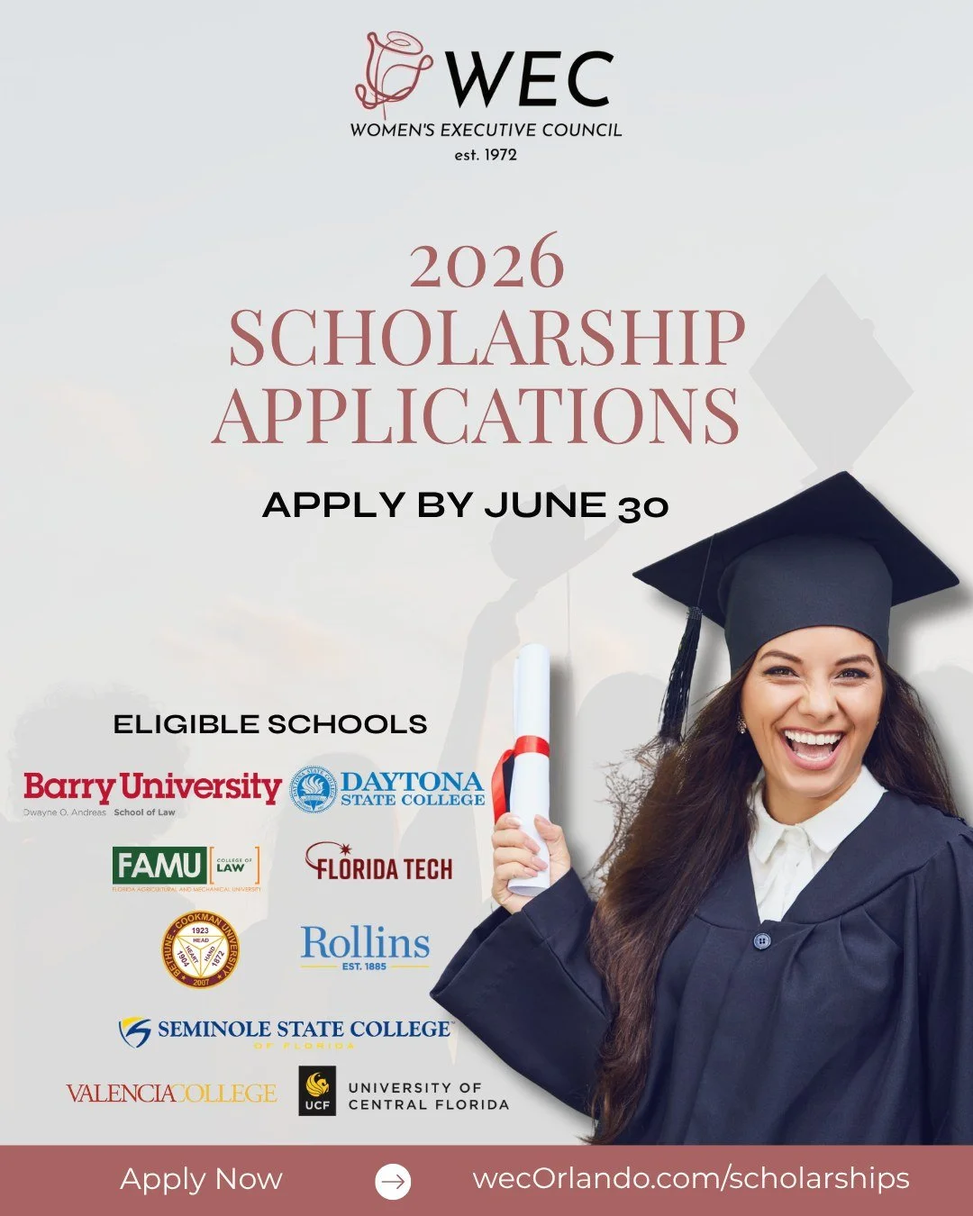 This is your reminder to apply for a WEC Scholarship!

The Women&rsquo;s Executive Council is accepting applications for our 2026 scholarships until June 30, 2026.

If you've been thinking about applying, now is the time. WEC Scholarships are designe