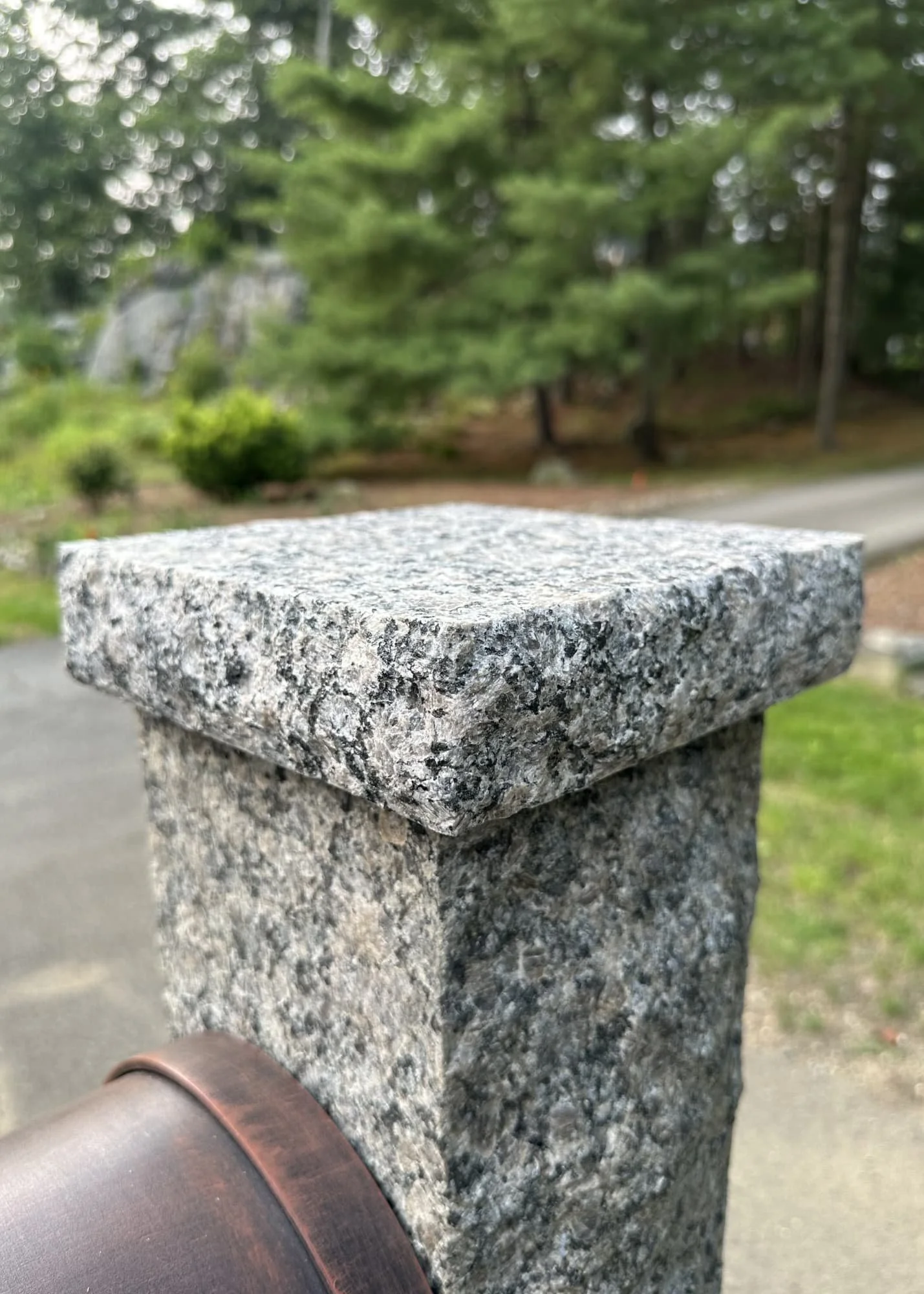 close-up of granite post cap