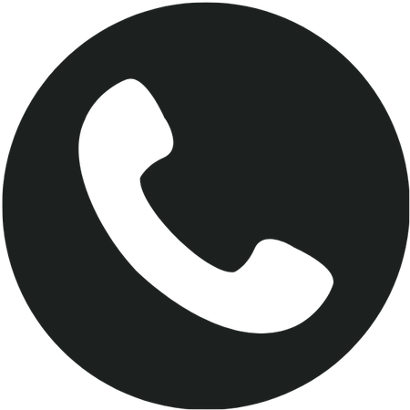 A black phone receiver icon inside a dark circular background.