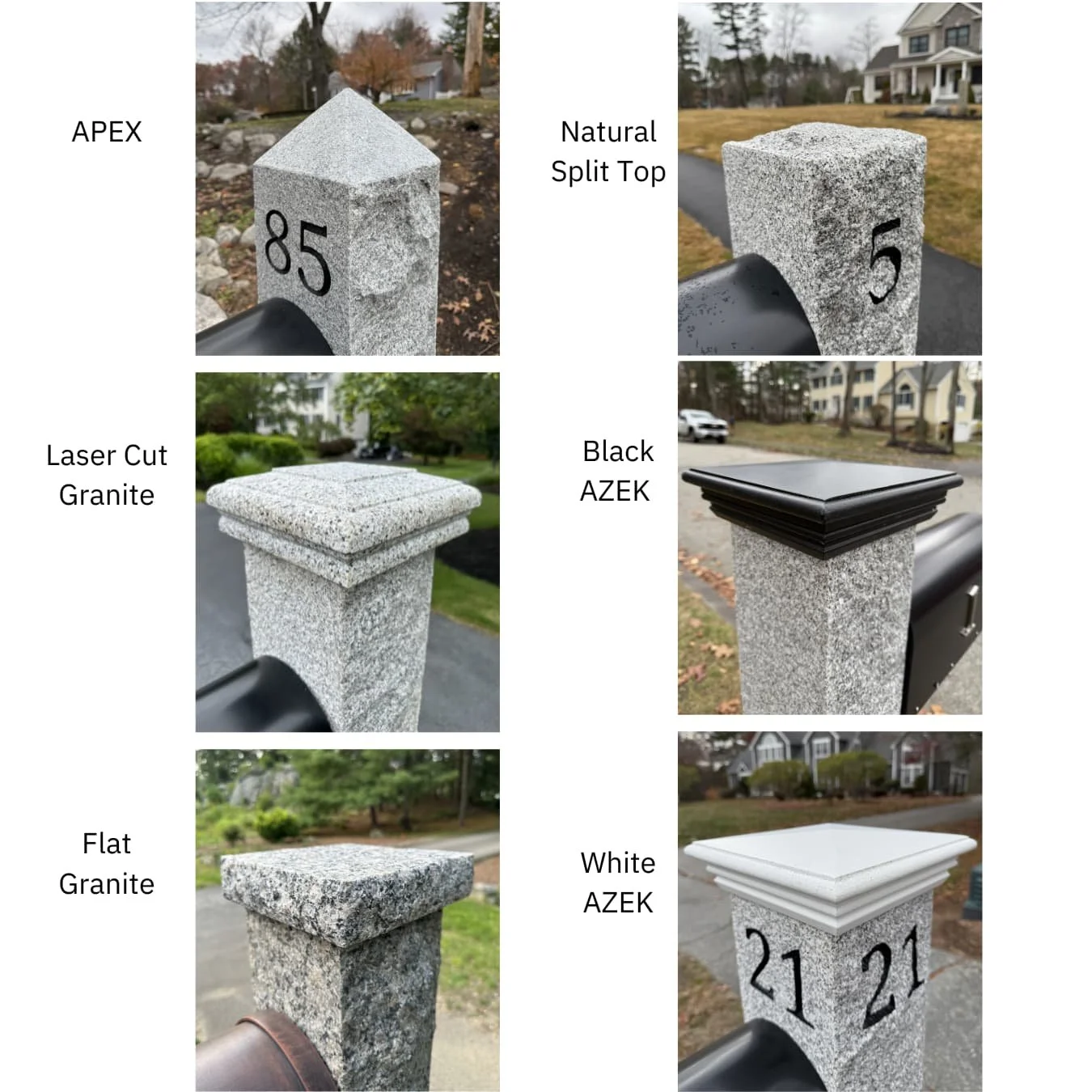 selection of post caps in varying styles
